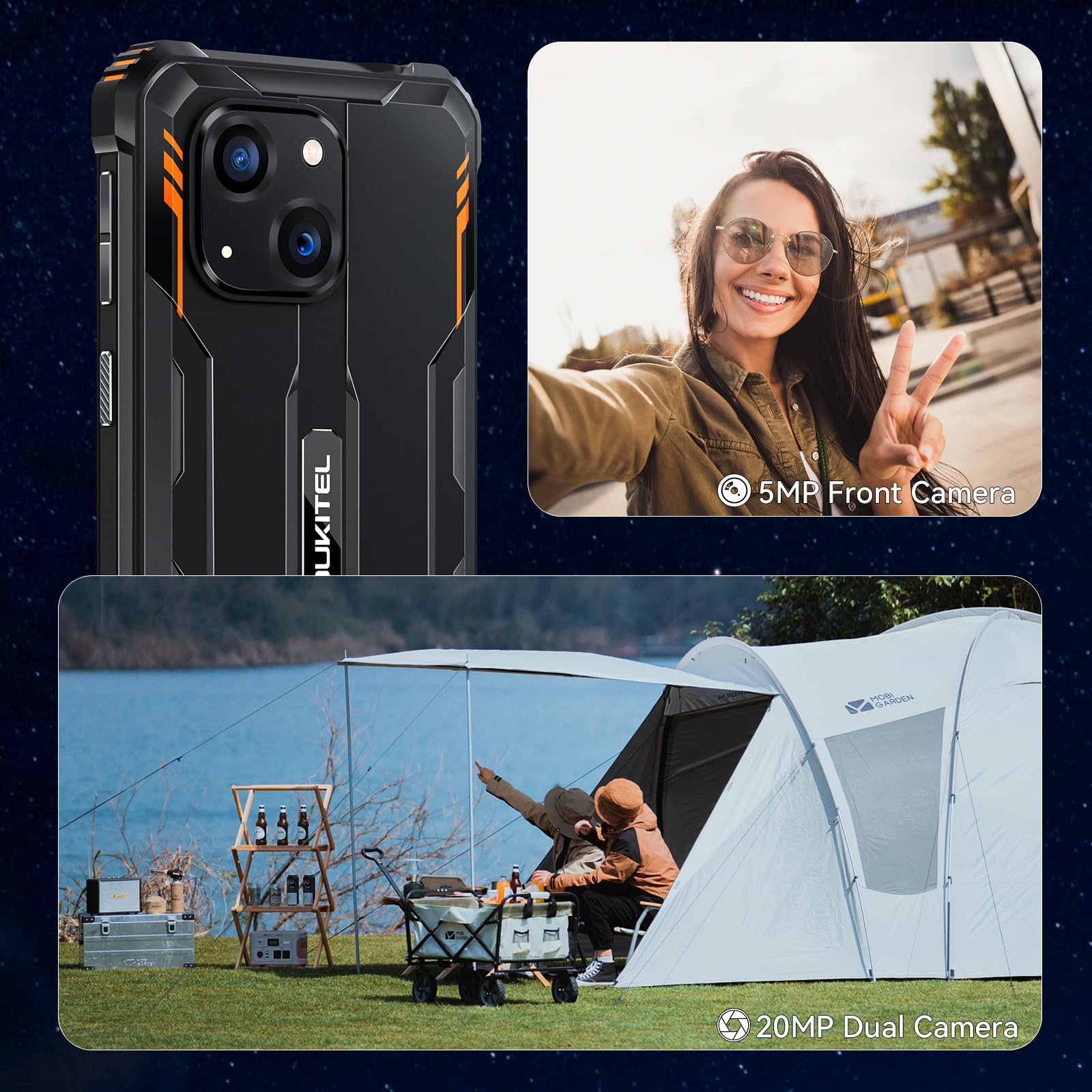OUKITEL WP32 Rugged Unlocked Smartphone - 12GB RAM 128GB ROM 1TB Expandable, Android 14, 6300mAh Battery, 20MP+5MP Dual Camera, 6.0