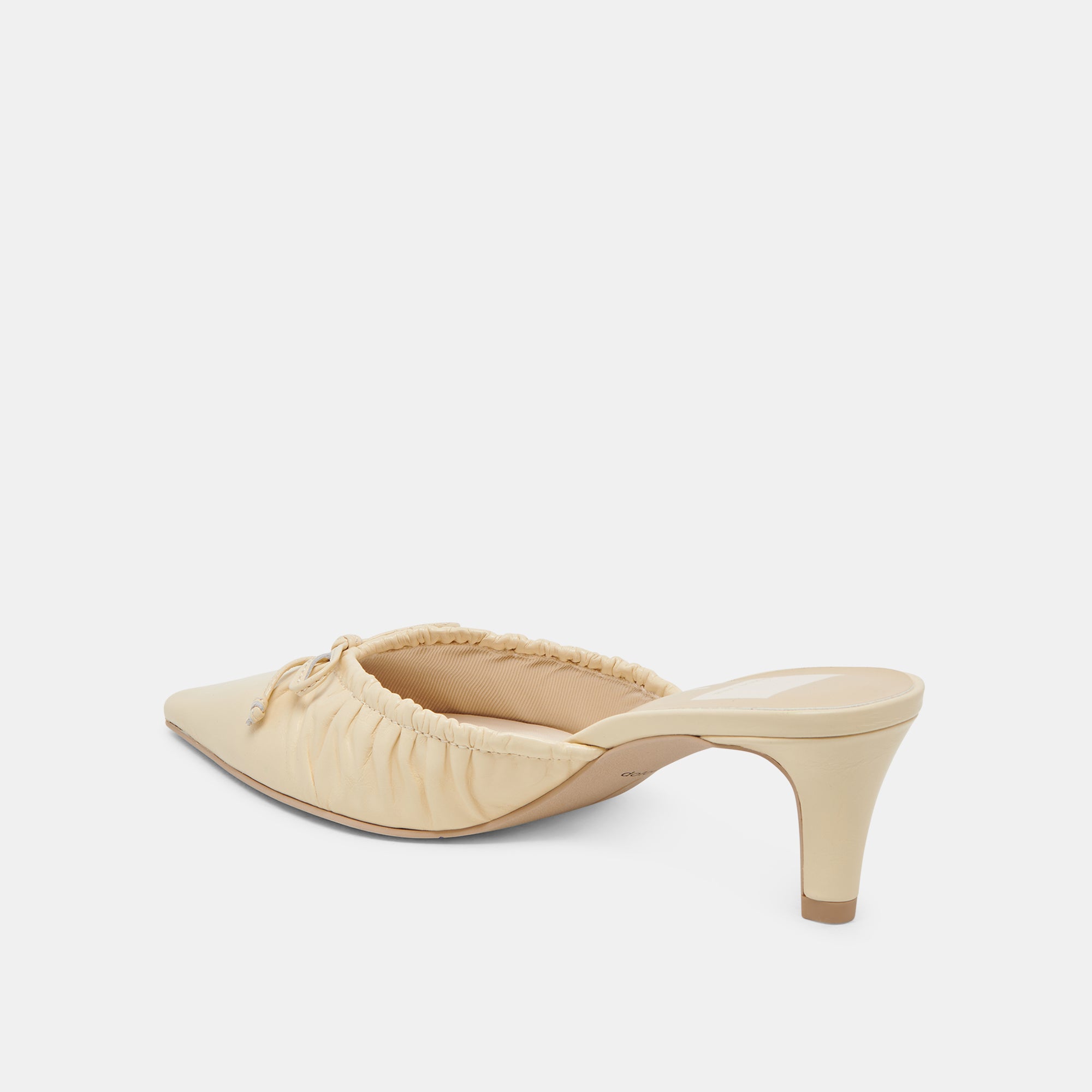KAIRI Women's Mid Heel Sandals - Light Yellow Crinkle Patent Leather - Comfortable Dress Shoes for Work, Party & Wedding