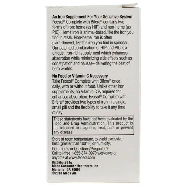Feosol Bifera Iron Caplets - Complete Iron Supplement (30 Count, Pack of 5) for Energy Support & Healthy Blood - Ideal for Anemia Relief & Active Lifestyles