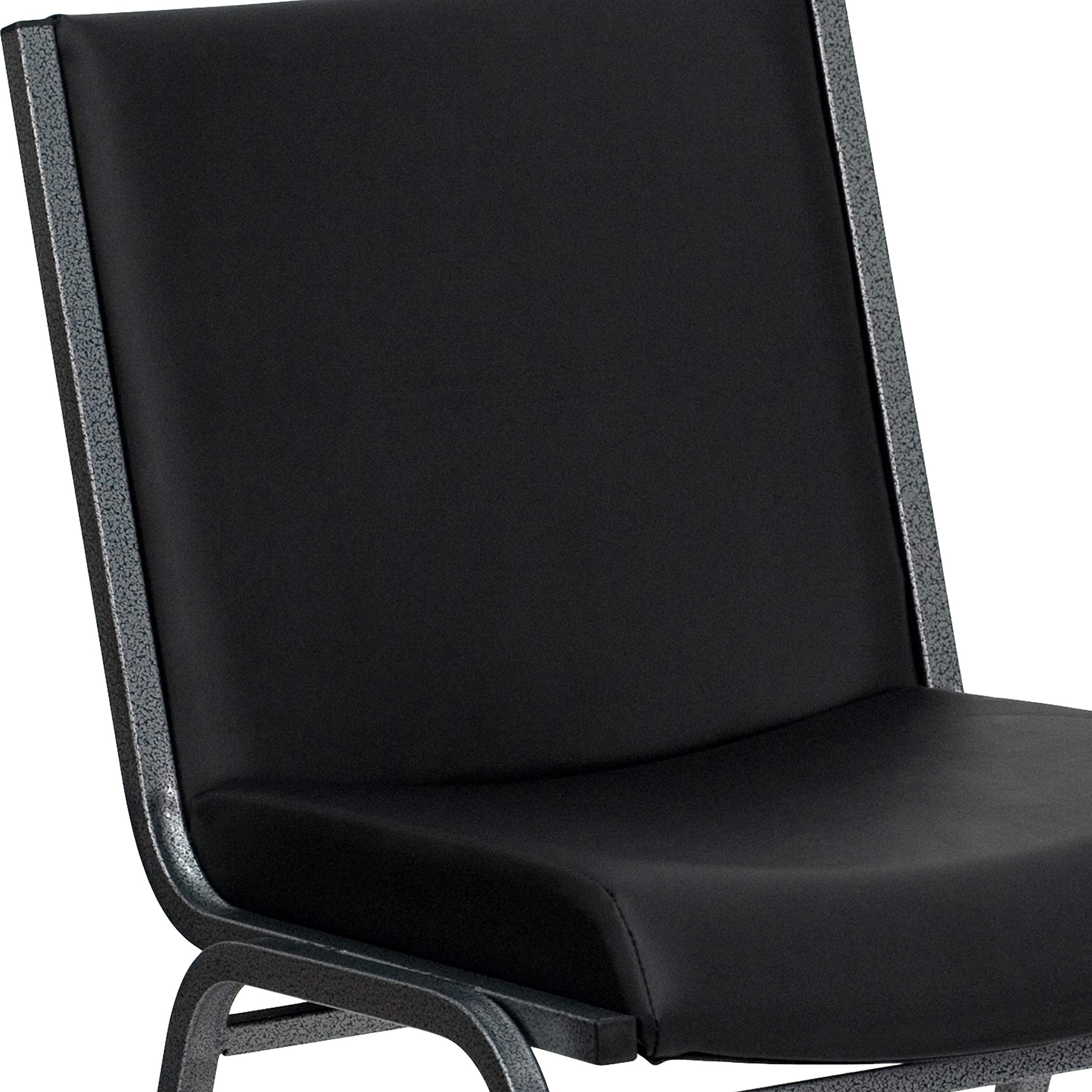 4 Pack Heavy Duty Black Vinyl Stackable Chairs - Commercial Reception Furniture for Office, Conference Room, and Event Seating