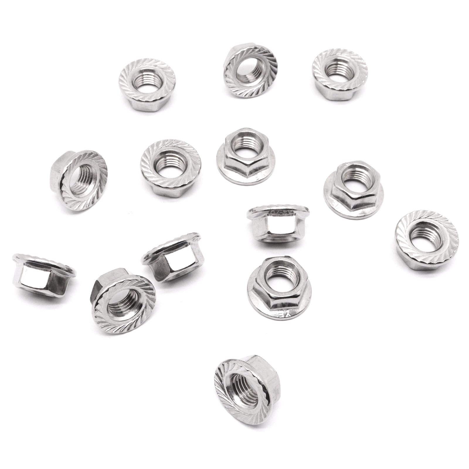 304 Stainless Steel M10 x 1.25mm Serrated Flange Hex Nuts - Bright Finish Metric Hardware (20pcs) - Ideal for Automotive, Machinery & DIY Projects
