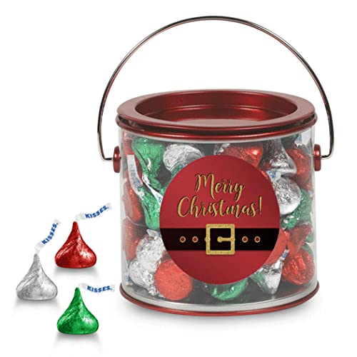 Christmas Gifts Bulk - 12 Pack Red Paint Can with 1lb Hershey's Kisses Candies | Holiday Party Favors, Stocking Stuffers & Office Gift Exchange