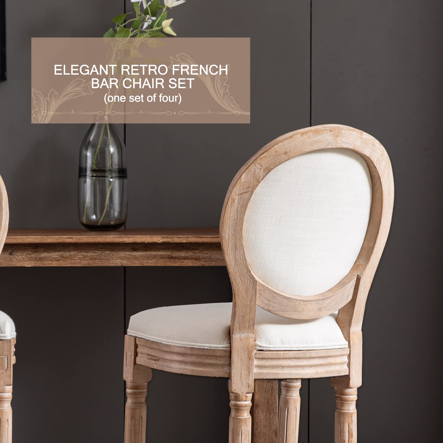 Nrizc Set of 4 Farmhouse Bar Stools - 30