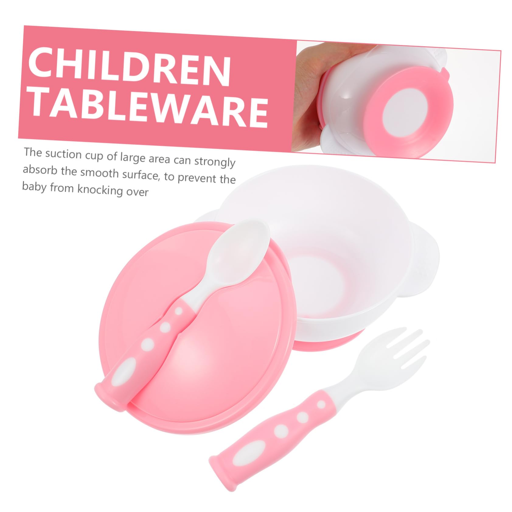 COOLHIYA Non-Slip Suction Bowls Set - Divided Baby Plates with Suction Base, BPA-Free Plastic Toddler Dinnerware (Pink) - Perfect for Kids Mealtime, Travel & Mess-Free Feeding