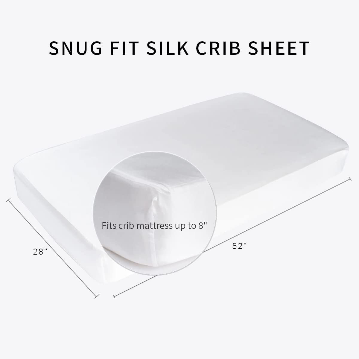 Premium 100% Mulberry Silk Crib Sheet - OEKO-TEX Certified, Ultra Soft & Breathable, 22 Momme Silk Fitted Crib Bedding for Boys & Girls (White) - Perfect for Nursery, Baby Shower Gifts & Luxurious Infant Sleep