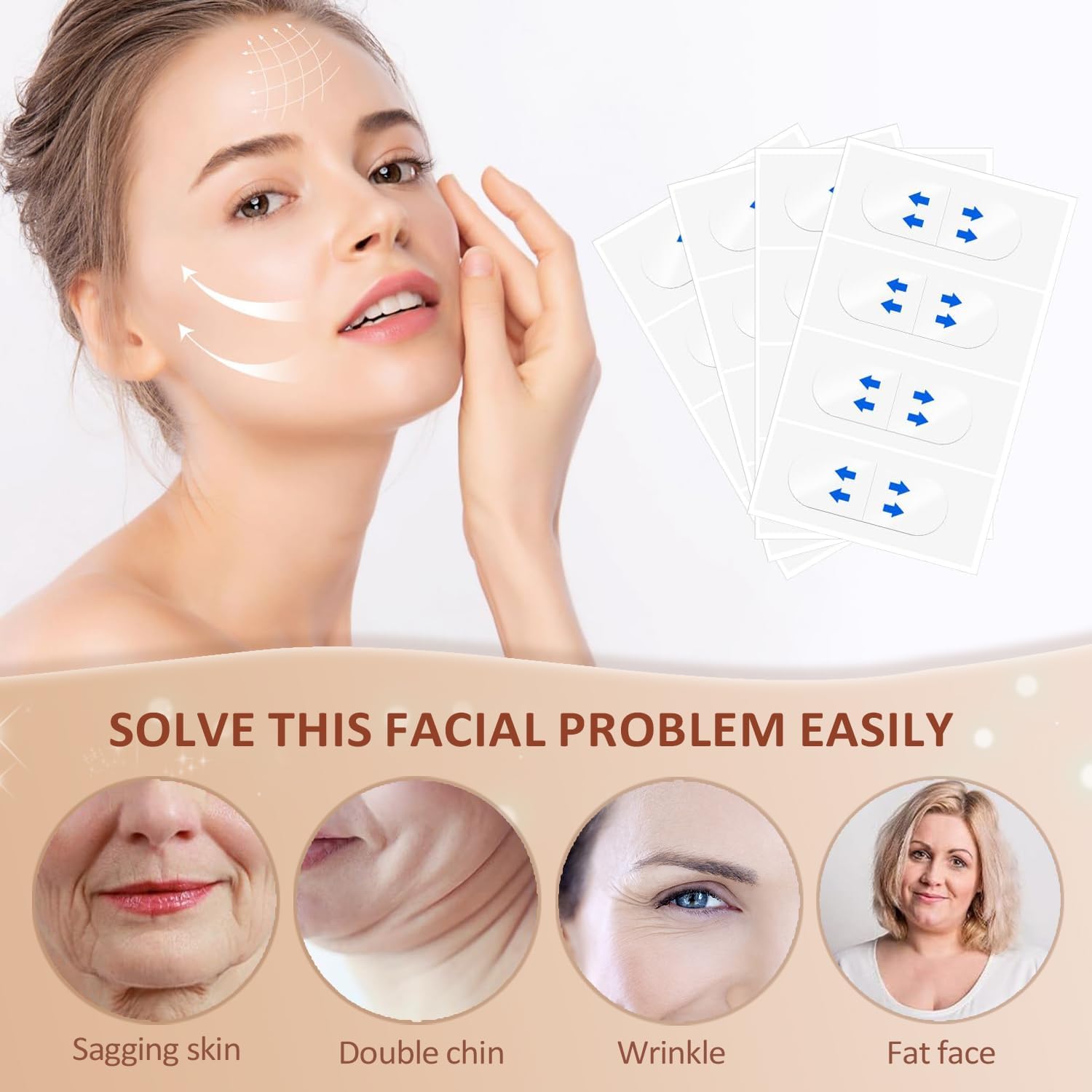 120pcs Invisible Face Lift Tape for Jowls & Double Chin - Instant Lifting for Saggy Skin - Secret Makeup Essential