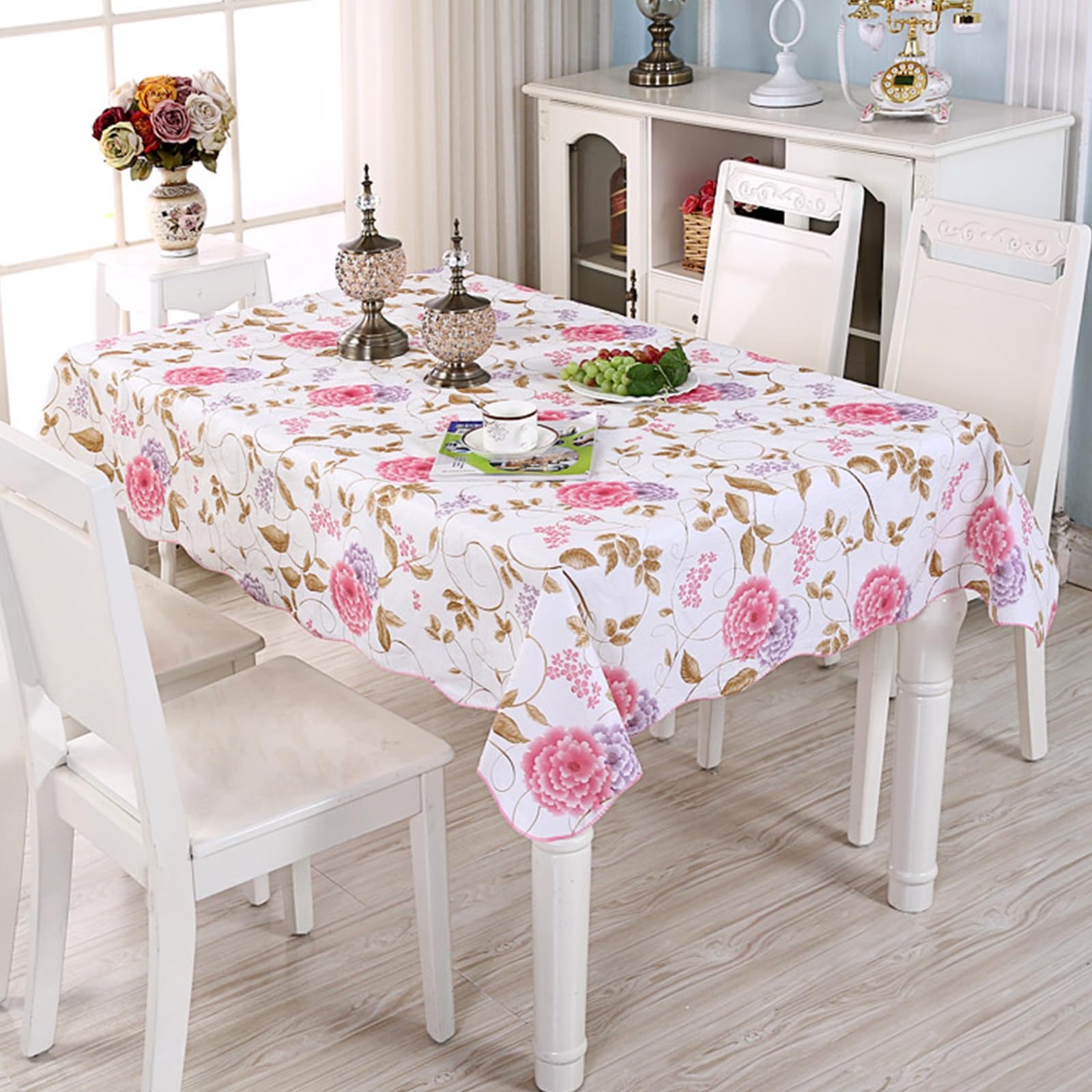 PVC Waterproof Tablecloth - Rectangle Printed Oil & Heat Resistant Table Cover - Wipeable Durable Tablecloth for Coffee & Dining Tables 106x152cm (42x60in) - Perfect for Home, Restaurants & Outdoor Use
