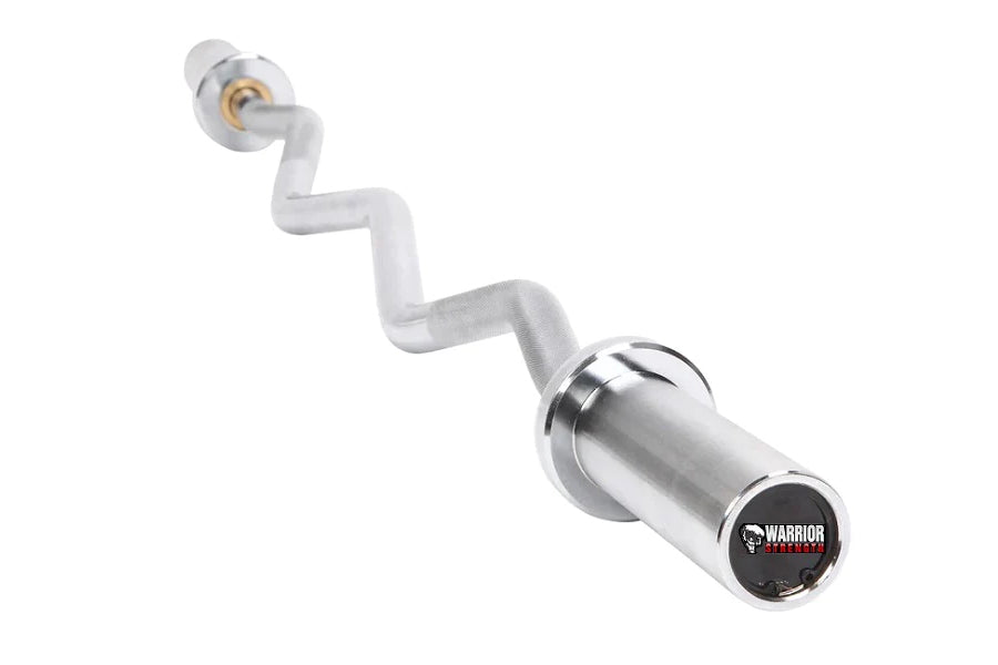Warrior Chrome Olympic Curl Barbell - 45LB Weightlifting Bar for Strength Training & Home Gym - Perfect for Bicep Curls, Shoulder Press & Full-Body Workouts
