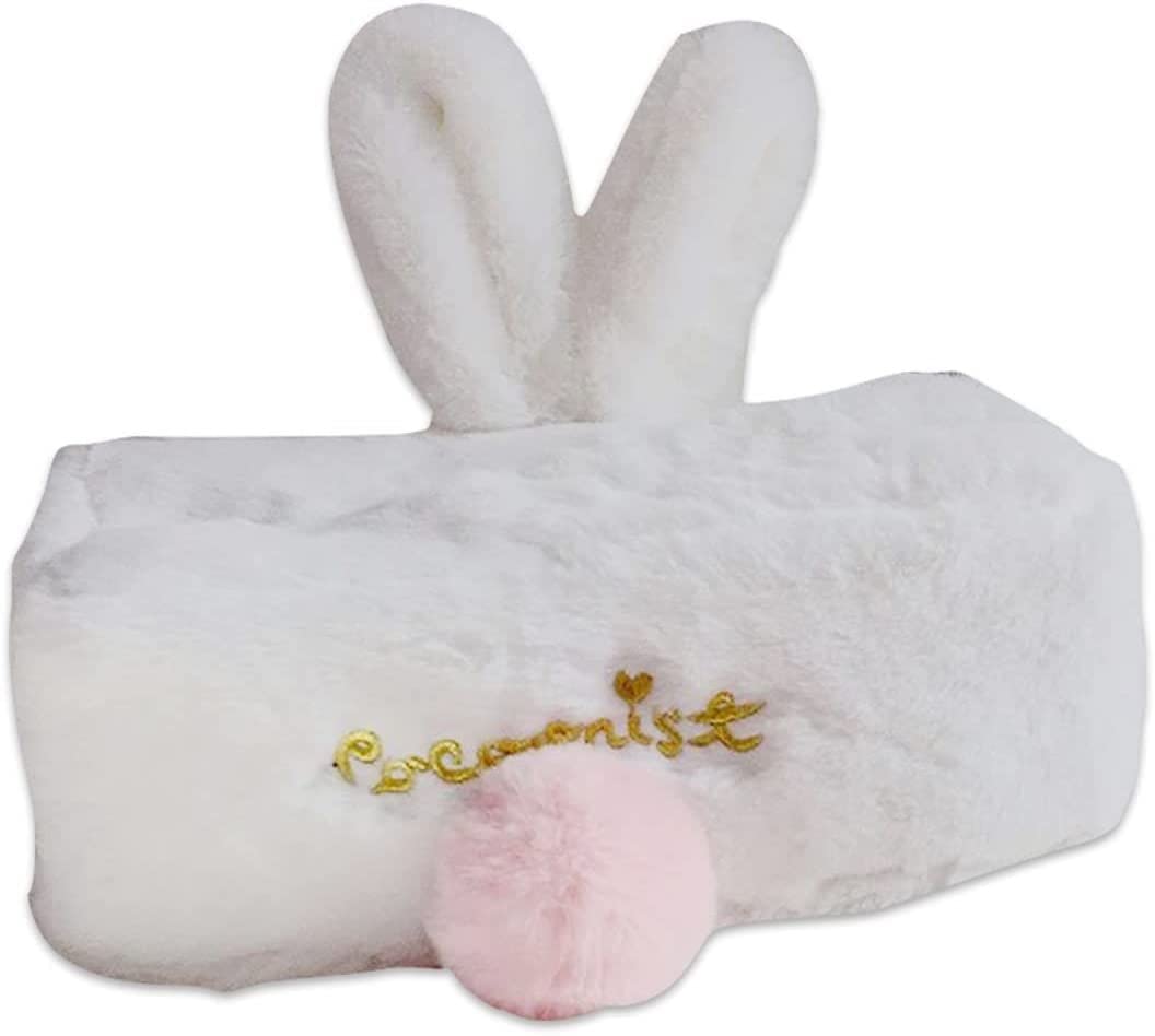 Soft Plush Bunny Tissue Box Cover with Rabbit Ears - Cute Decorative Tissue Dispenser for Home, Car, Living Room & Office | Perfect for Kids' Rooms, Baby Showers & Easter Decor
