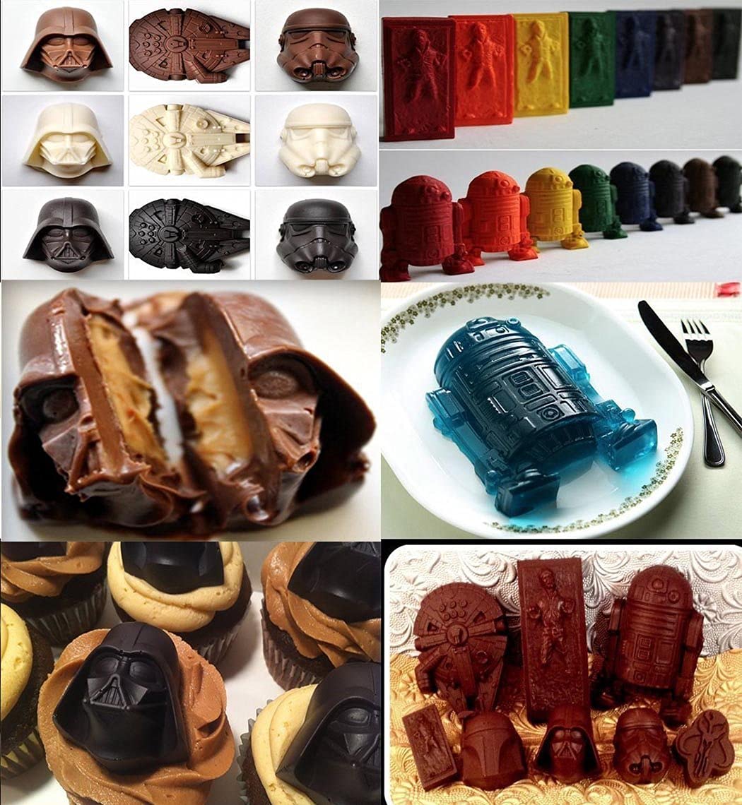 Star Wars Silicone Mold Set of 8 - Flexible Baking Molds for Cake, Chocolate, Candy, Soap & Jello - Perfect for Star Wars Themed Birthday Parties, DIY Desserts & Gift Making (8pcs)