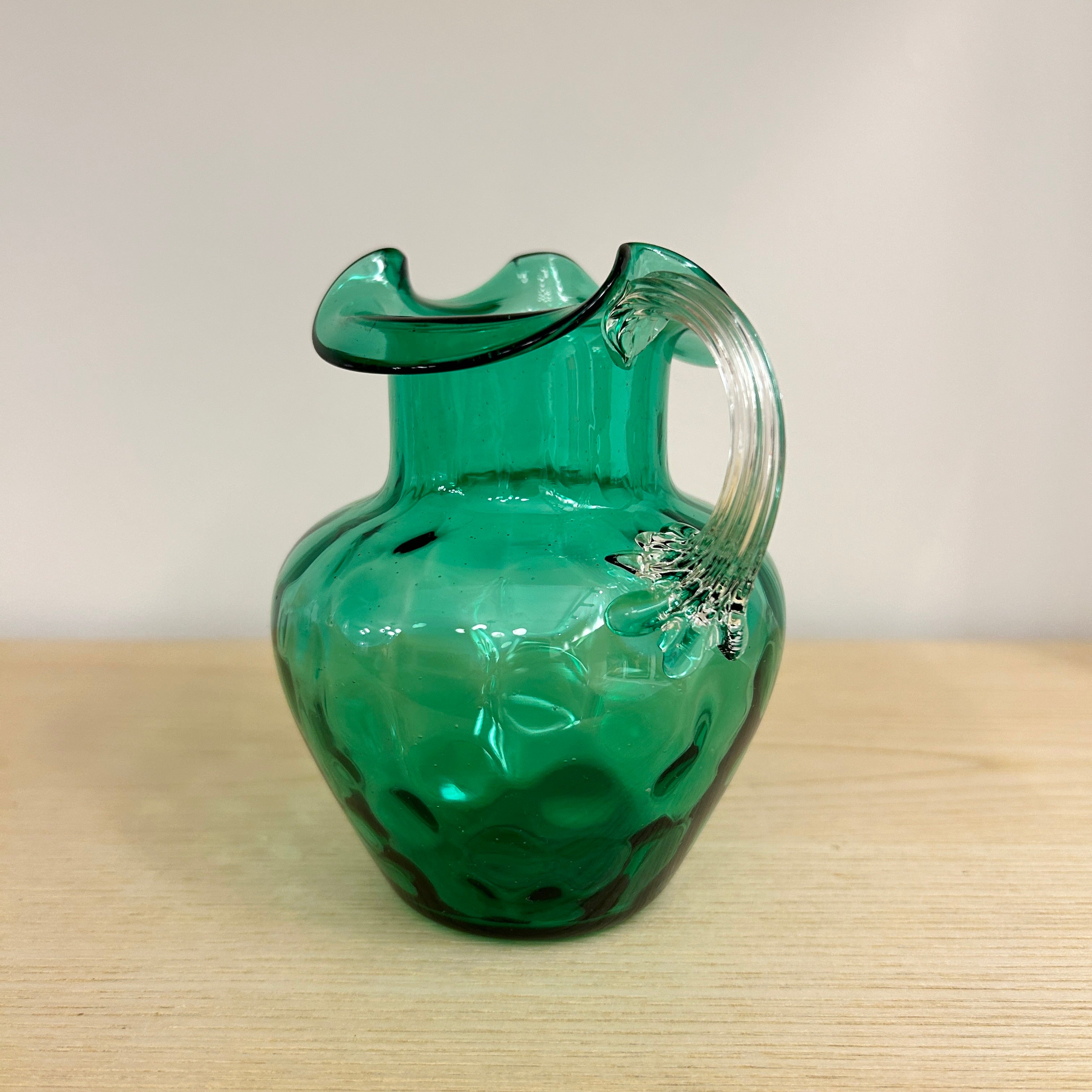 Handmade Small Blown Glass Pitcher - Elegant Water & Juice Serving Carafe for Home, Dining & Entertaining - Perfect for Tea, Cocktails & Decorative Display