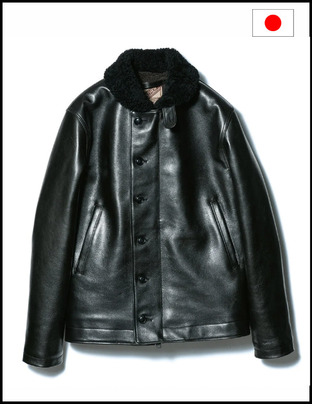 Premium Y'2 Genuine Aniline Horse Leather Deck Jacket - Black | Stylish & Durable Outerwear for Men | Perfect for Casual Wear, Motorcycle Riding & Outdoor Adventures