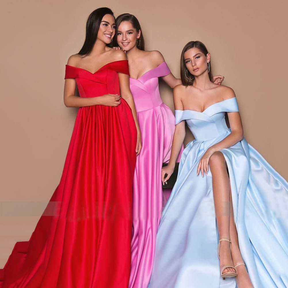 Emanni Women's Black Off-The-Shoulder Long High Slit Evening Dress - Formal Gown for Prom, Cocktail Party & Red Carpet Events