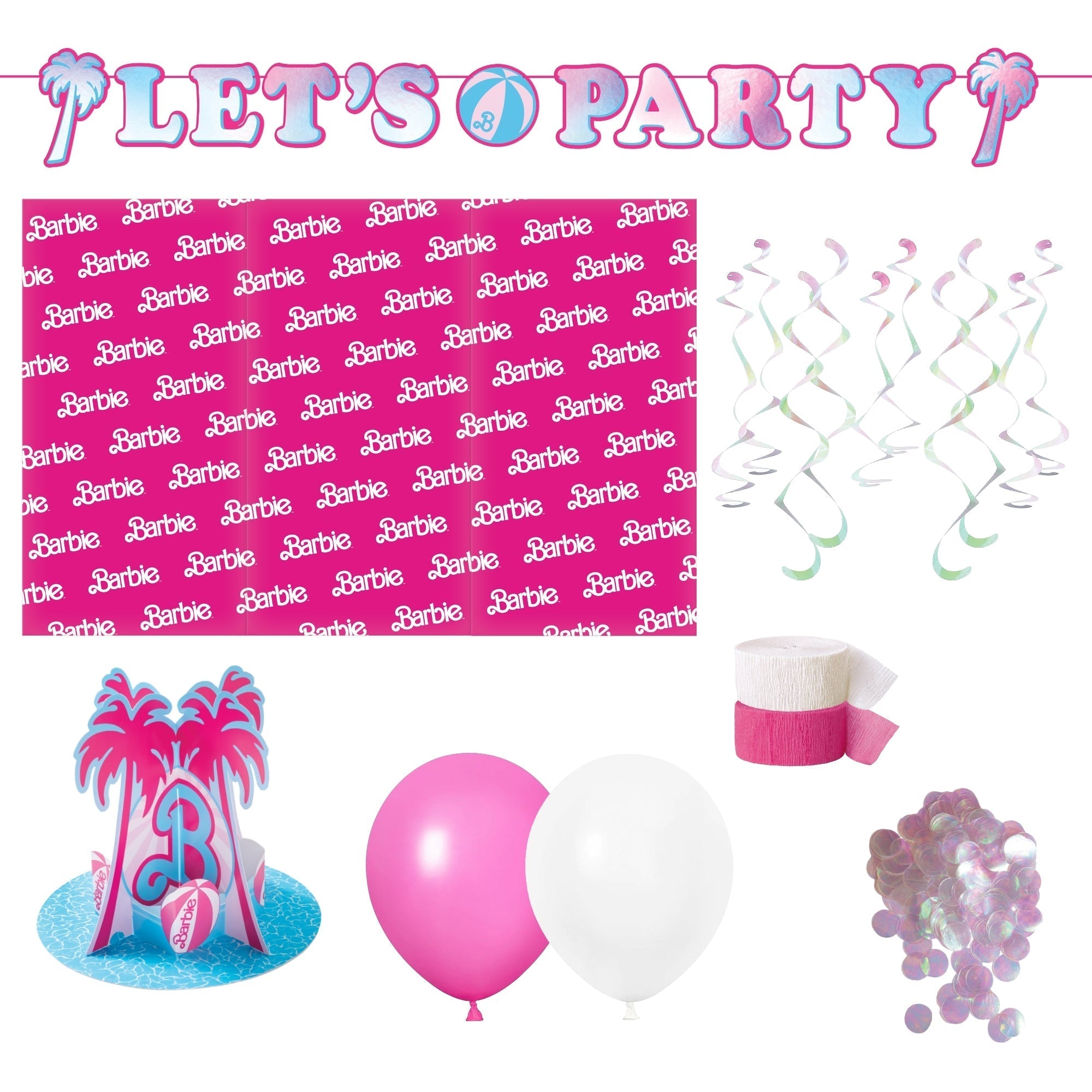 Barbie Malibu Birthday Party Decorations Kit - 8 Guest Set for Girls' Themed Party Supplies | Perfect for Birthday Celebrations, Baby Showers & Kids' Events