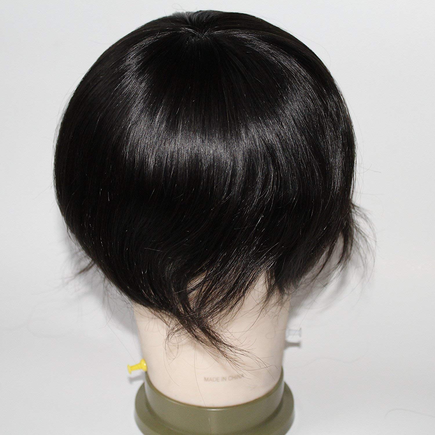 Natural Black Human Hair Toupee for Men - 10x7 Inch Clip-In Hair Wig with Double-Sided Tape & Hair Extension Clips - 70g (Pack of 1) - Perfect for Thinning Hair, Bald Spots & Daily Styling