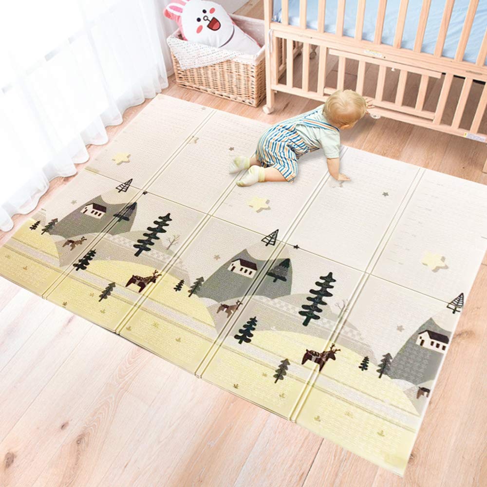 XPE Collapsible Double-Sided Baby Play Mat - Non-Toxic Foam Floor Mat for Kids, Toddler Crawling & Learning Activity, Perfect for Nursery, Playroom & Daycare