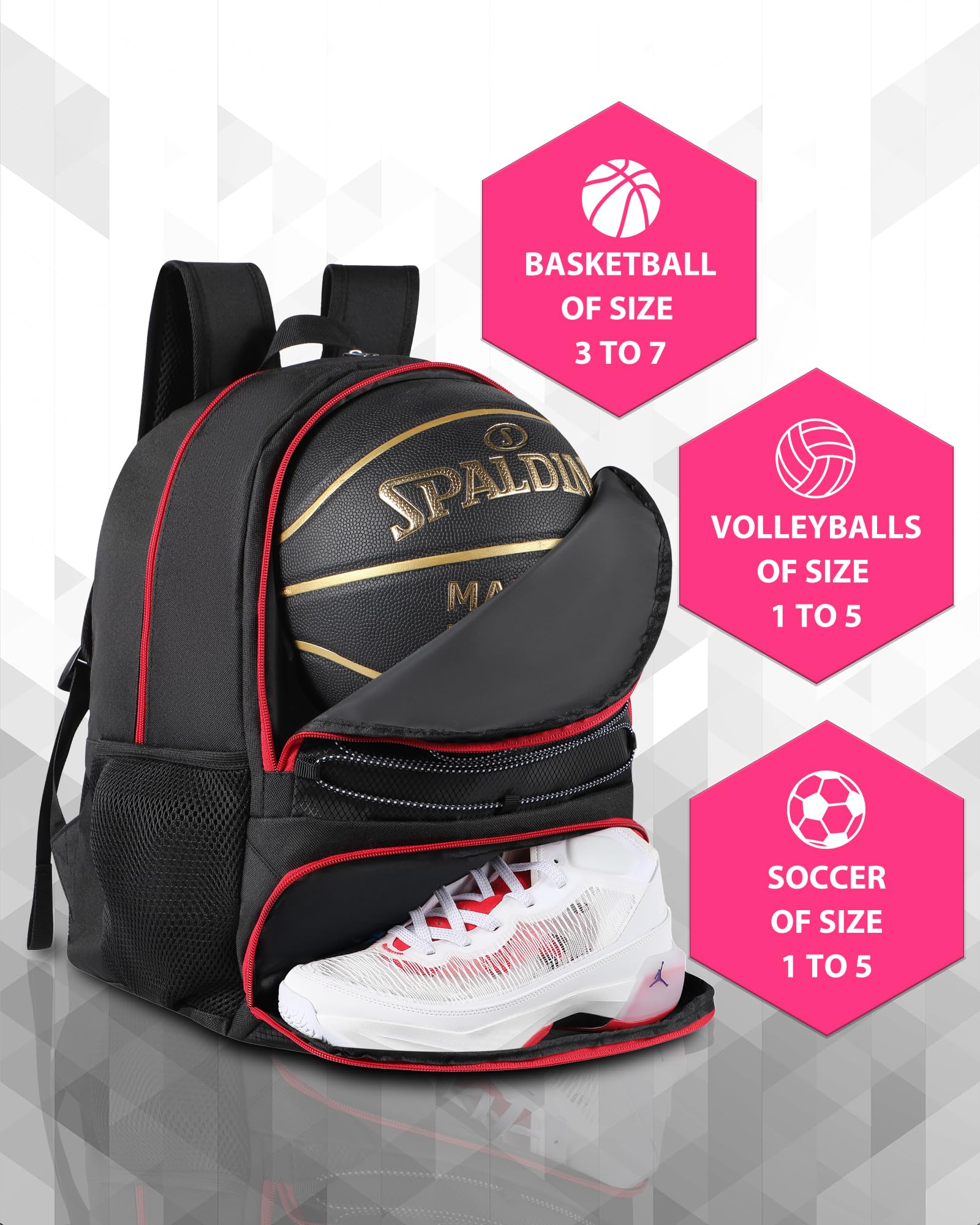 **Men's & Women's Basketball Backpack with Ball & Shoe Compartment - 30L Lightweight Breathable Sports Bag for Soccer, Volleyball, Football - Perfect for Travel, School & Gym**    *(Use for: Sports practice, travel gear, school essentials, gym workouts, and outdoor activities.)*