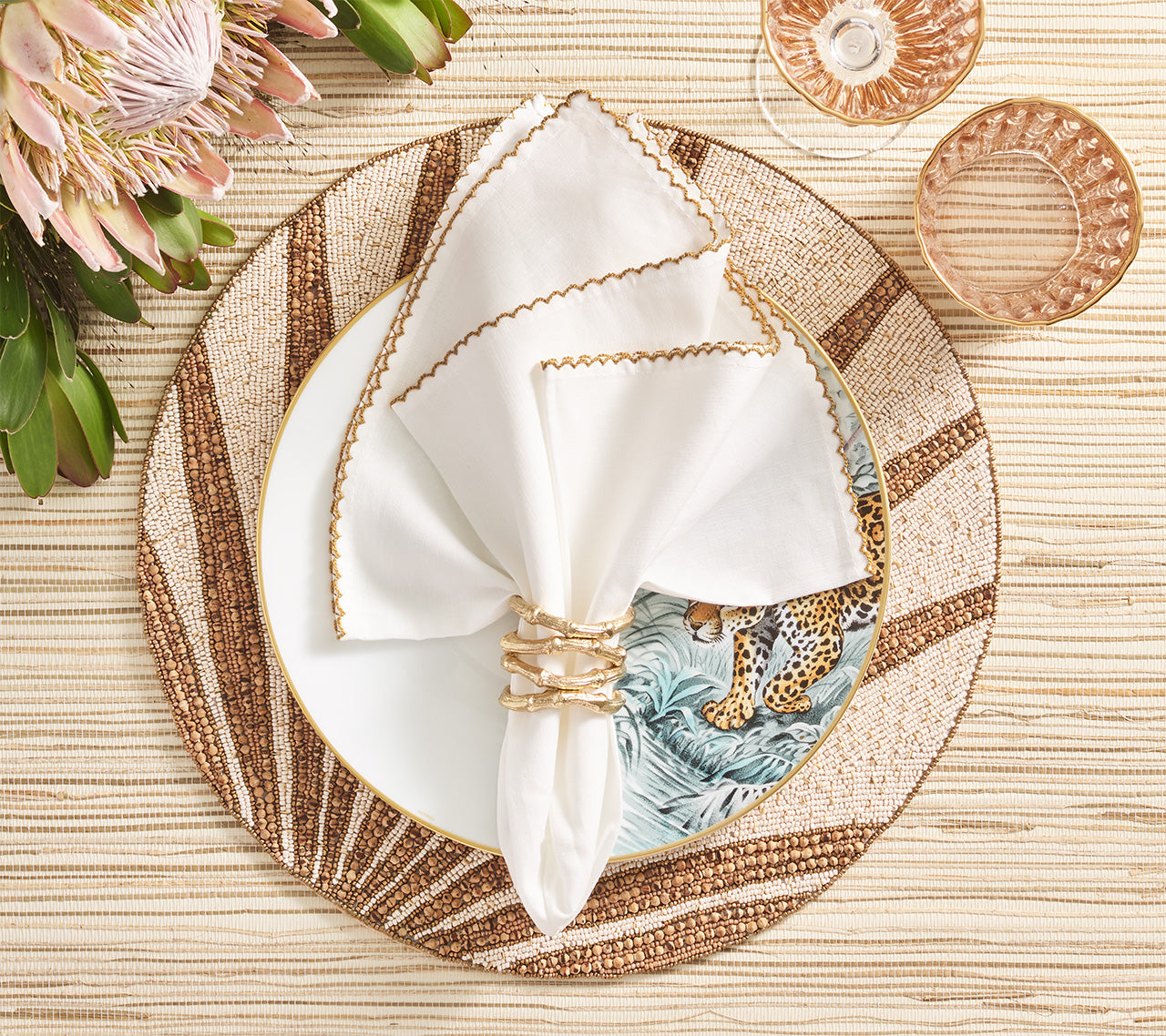 Premium Gold Bamboo Napkin Rings Set of 4 - Elegant Tableware for Wedding, Dinner Party & Holiday Decor