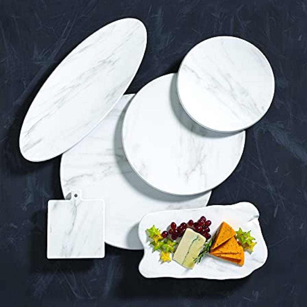 American Metalcraft MW171 17-Inch Round Faux White Marble Melamine Serving Tray – Perfect for Charcuterie, Cheese Platters & Party Appetizers