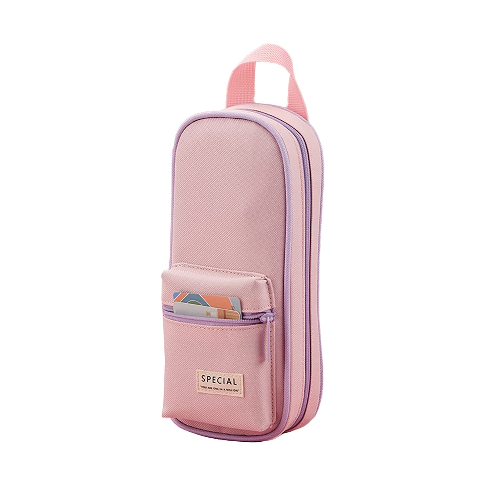 Ampopt Large Capacity Backpack Pencil Case - Portable Stationery Organizer for School, Office & Travel - Creative Men's Housekeeping Accessories (Pink) - Perfect for Students, Professionals & Daily Commuters