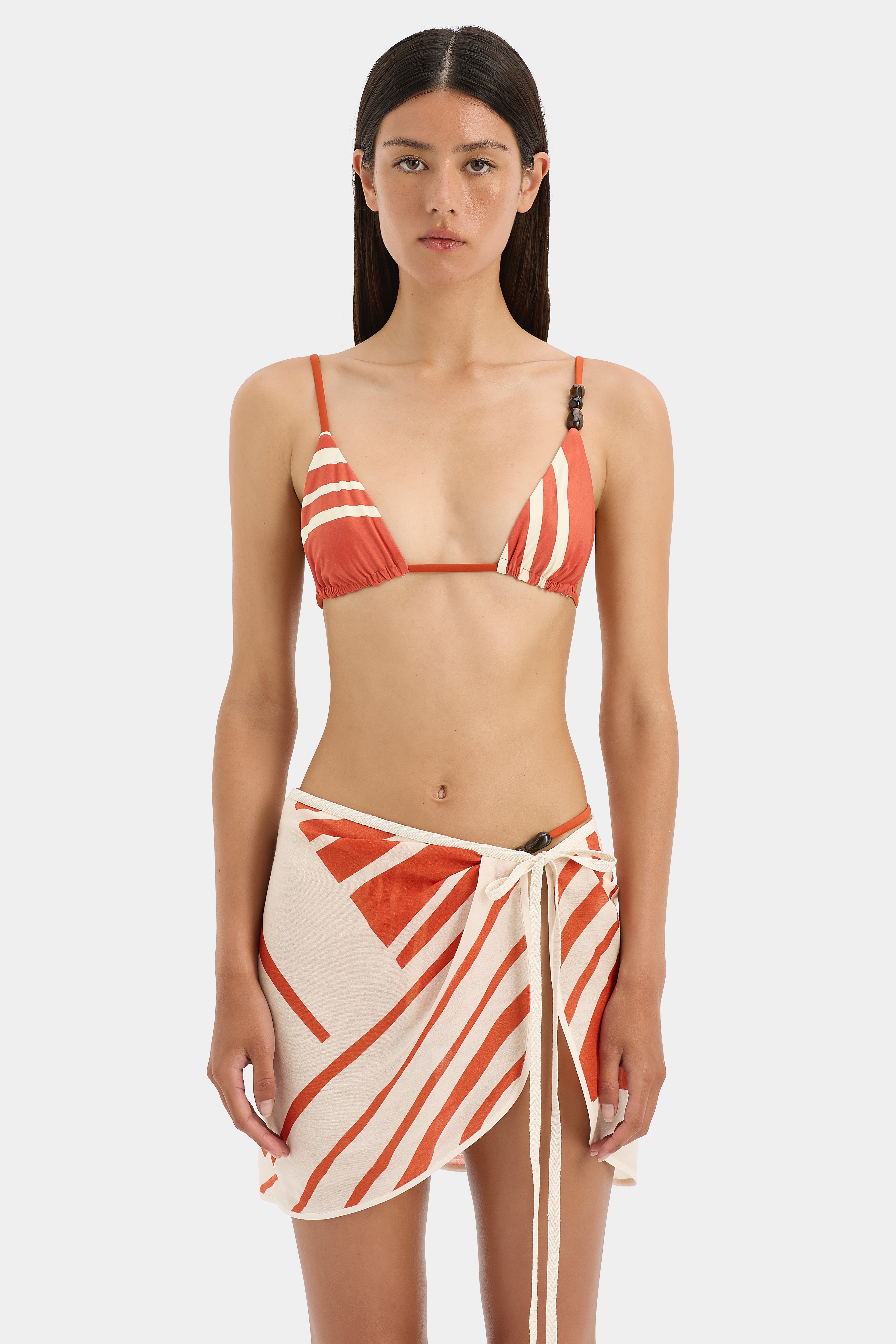 Hibiscus Stripe Calla Sarong - Tropical Floral Wrap Skirt for Beach, Pool, and Summer Vacations