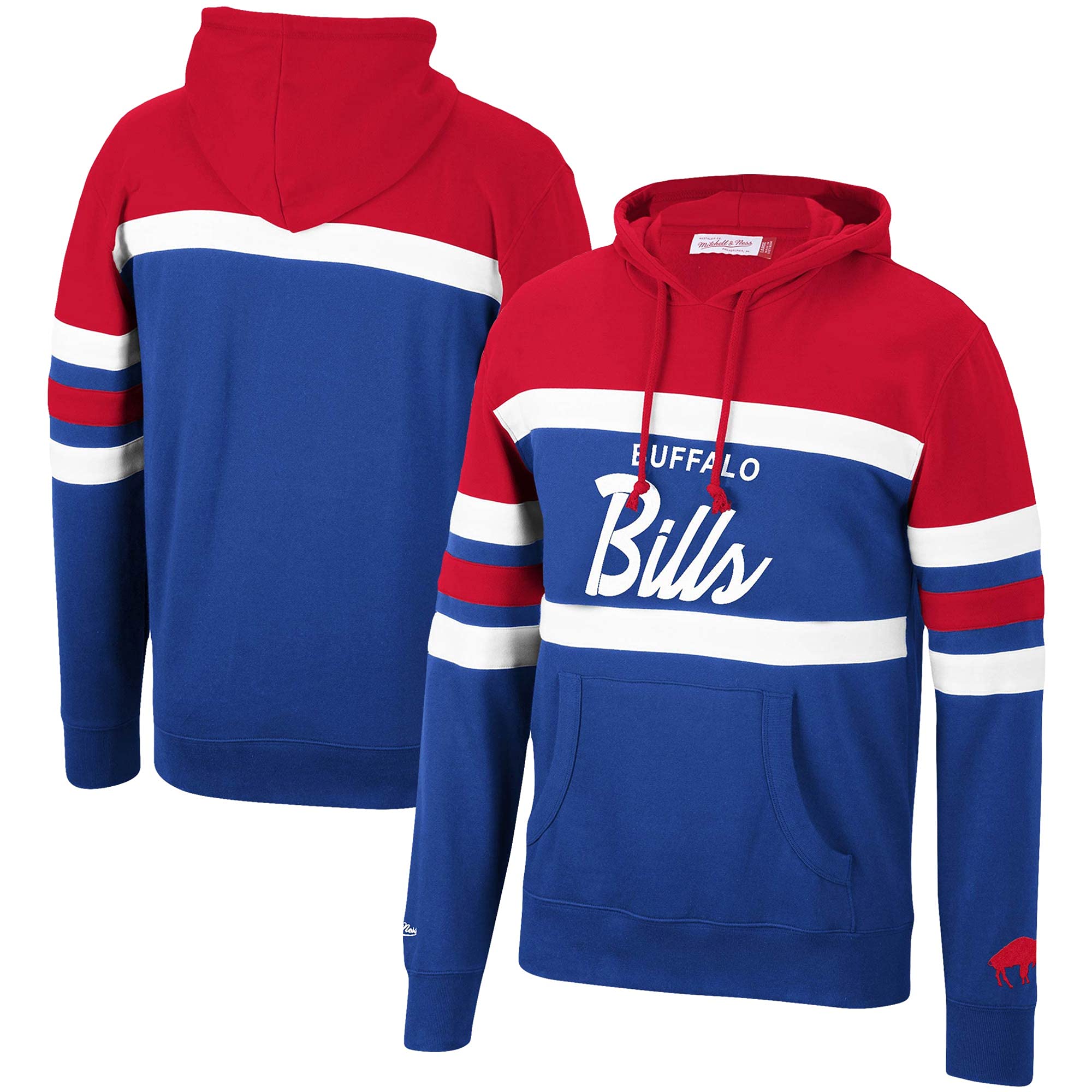 Mitchell & Ness Men's Buffalo Bills Head Coach Pullover Hoodie - Red & Royal Blue | NFL Fan Apparel for Game Day & Casual Wear