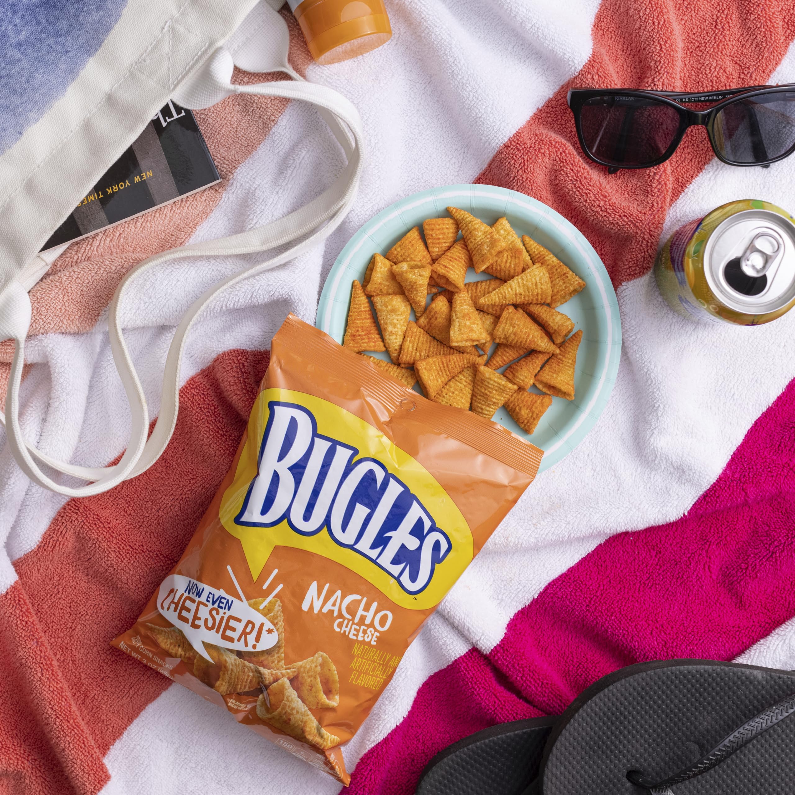 Crunchy Bugles Nacho Cheese Corn Snacks - 3 Oz (Pack of 6) | Perfect for Parties, Movie Nights & On-the-Go Snacking