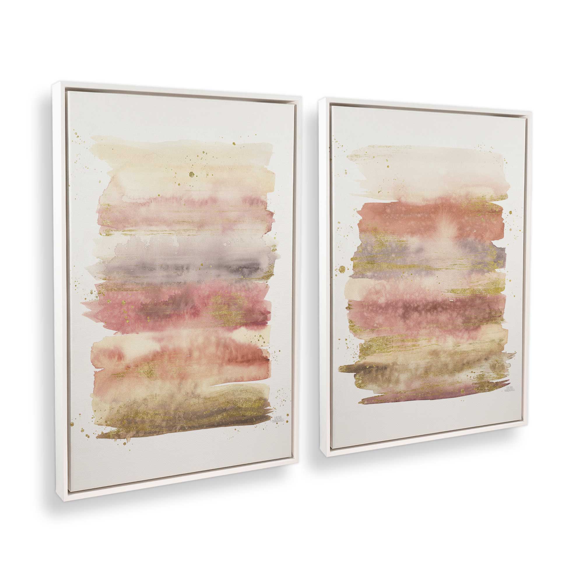 Golden Dawn Canvas Wall Art Set of 2 - Modern Home Decor for Living Room, Bedroom & Office | Framed Printed Paintings for Interior Design