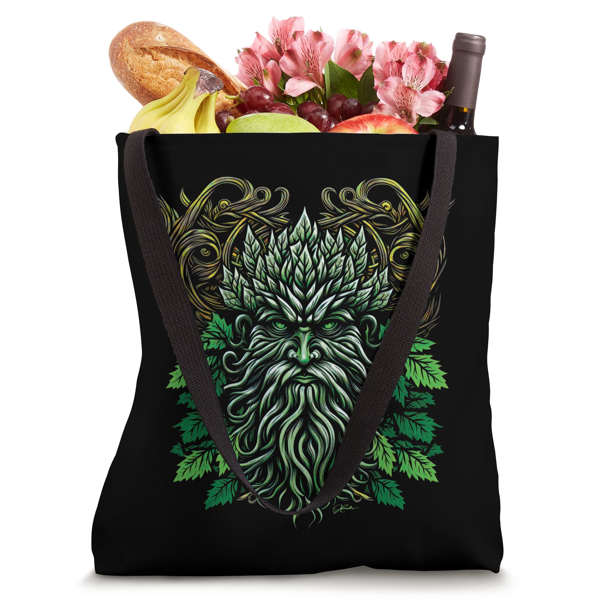 JCombs: Eco-Friendly Celtic Green Man Tote Bag - Stylish Reusable Shopping Bag for Groceries, Beach & Daily Use