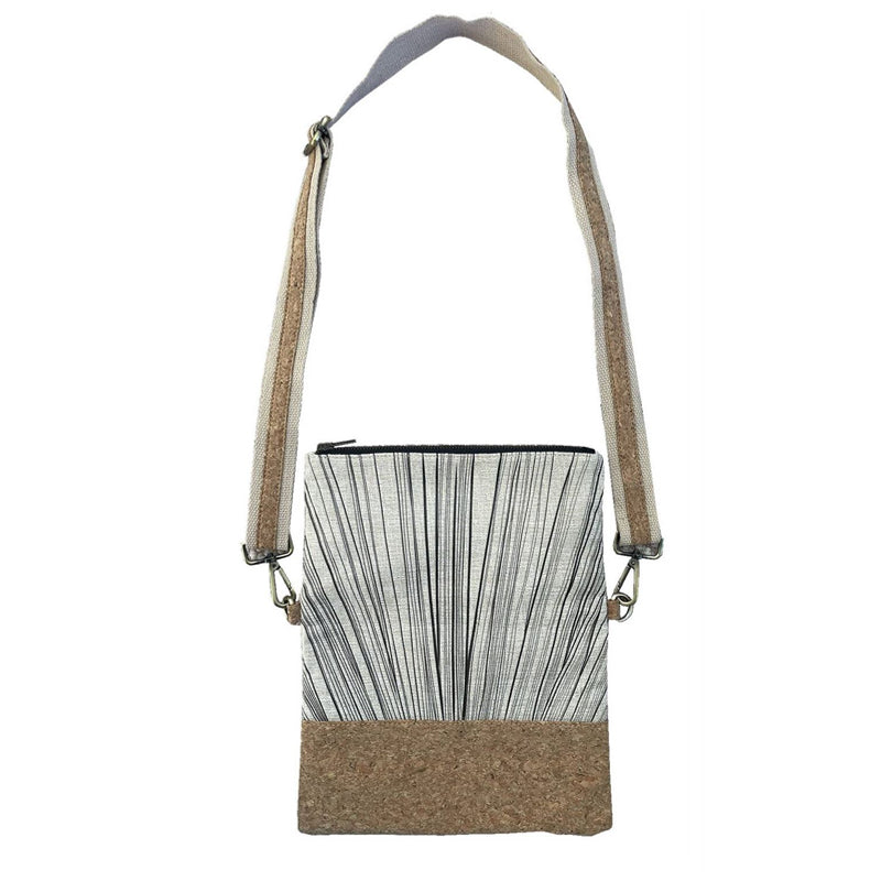 Eco-Friendly Cork Fabric Fold Over Clutch Bag - Ti Kouka Black on Natural by Jo Luping | Sustainable Vegan Handbag for Women, Perfect for Work, Travel & Evening Events