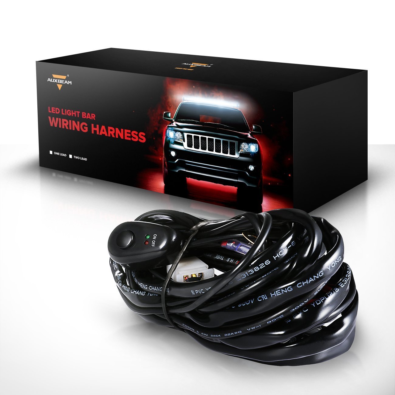 Auxbeam 12V 40Amp LED Light Bar Wiring Harness Kit - 8.2FT with ON/Off Switch & Fuse Relay for Off-Road Lights, Fog Lights, Work Lights (Universal 1 Lead 2.5M) - Perfect for Trucks, Jeeps, ATVs & Off-Road Adventures