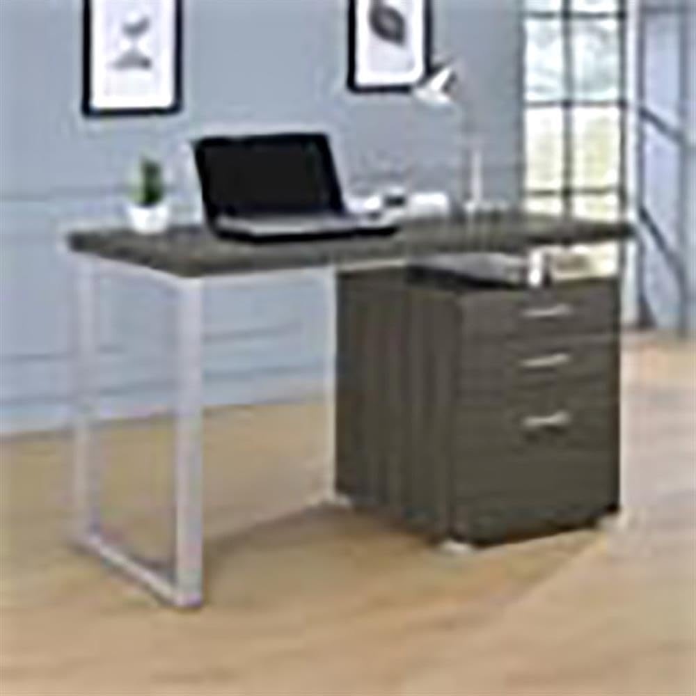 Allora 3-Drawer Modern Wooden Office Desk in Weathered Gray/Silver - Stylish Home Office Furniture for Small Spaces & Remote Work