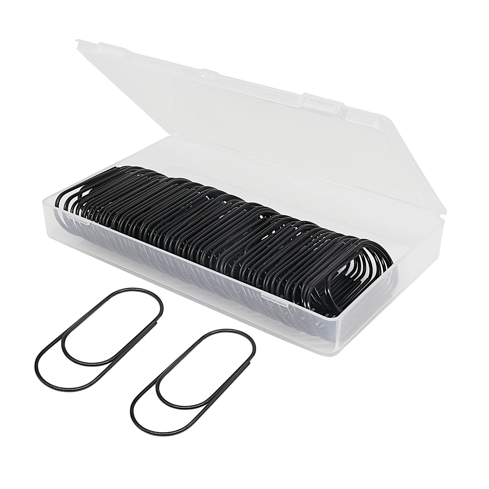Large Jumbo Paper Clips 2 inch (50mm) - Smooth Black Office Supplies for Planners, Documents & Organizing - 50 Pack Bulk for School, Office & Home Use
