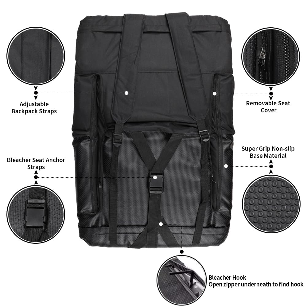 Seamander Portable Stadium Seat with Padded Cushion & Armrest Support - Lightweight Bleacher Chair for Football, Baseball, Concerts & Outdoor Events
