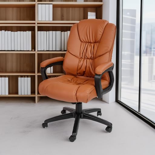 EMMA + OLIVER Big & Tall 400 lb. Rated Brown LeatherSoft Executive Office Chair - Heavy Duty Ergonomic Desk Chair for Home & Business Use