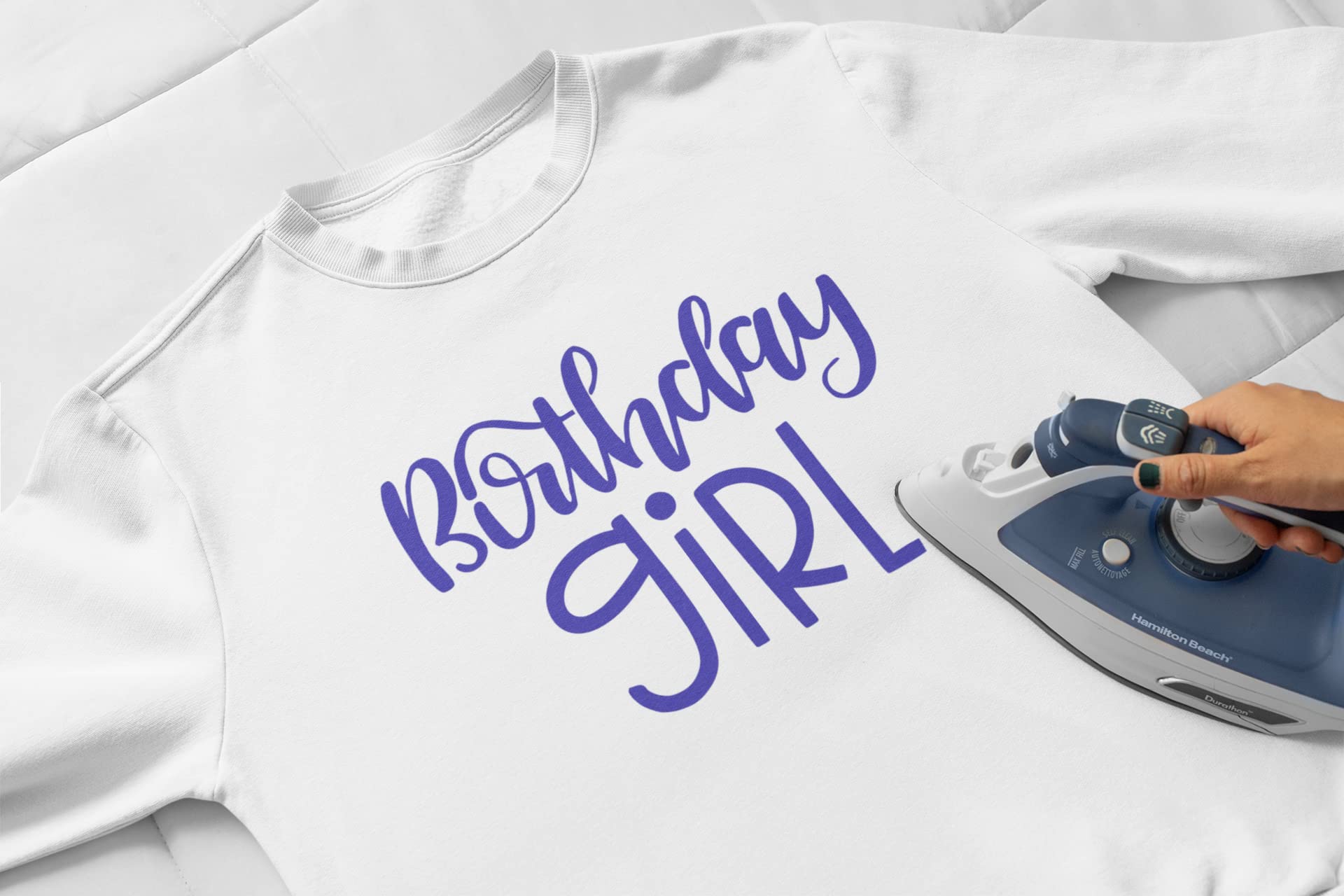 Birthday Girl Iron On Transfer - DIY Birthday Gift, T-Shirt Decal for Parties, Customizable Labels for Shirts & Fabrics (Purple Glitter) - Perfect for Birthday Celebrations, DIY Crafts & Personalized Gifts
