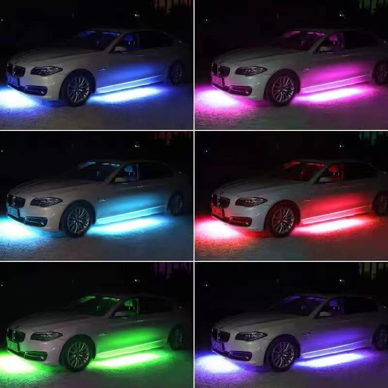 4PCS RGB LED Wheel Ring Lights & 4PCS 1.4M Underbody Neon Light Kit - 17.5