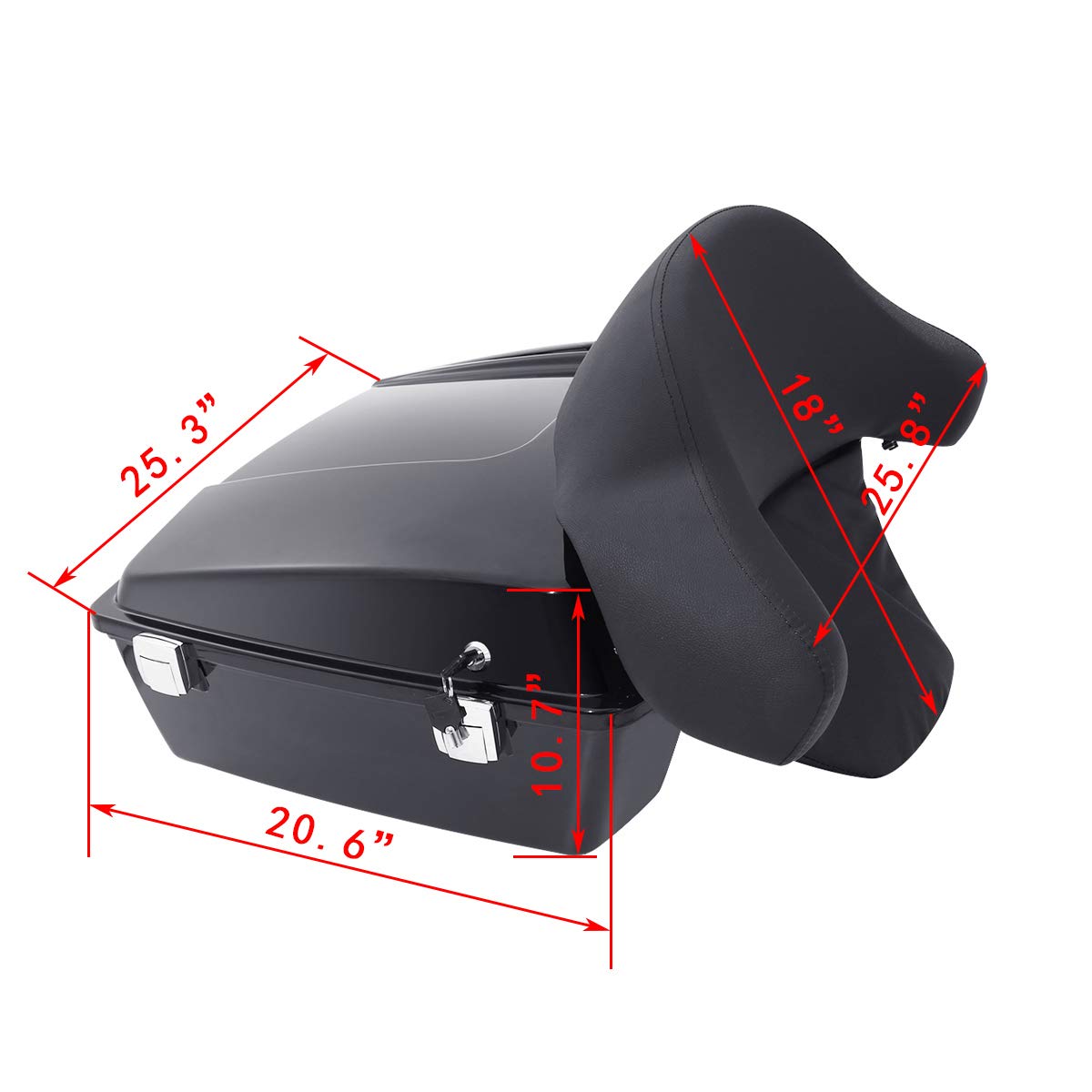 XFMT Chopped Tour Pack Trunk Back & Chrome Mounting Rack for Harley Davidson Touring 2009-2013 Models (FLHR, FLHRC, FLHT, FLHX, FLTR, FLTRX, FLHRSE5, FLHXSE/2/3, FLTRSE3) - Heavy Duty Docking Hardware Kit for Secure Installation | Perfect for Long Distance Rides, Road Trips & Custom Motorcycle Upgrades