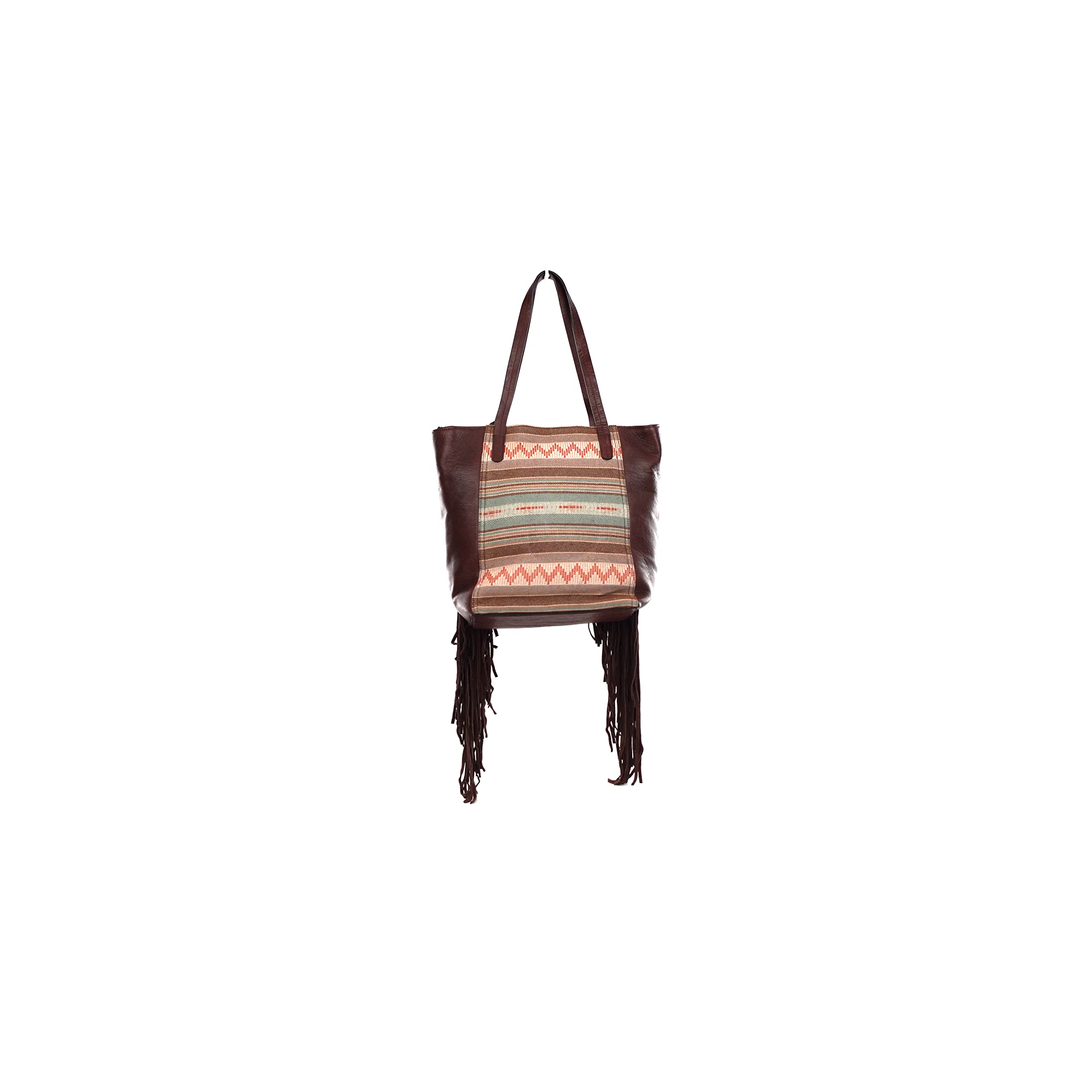 ARIAT Women's Serape Fringe Tote Bag - Stylish Brown Leather Handbag for Work, Travel & Everyday Use