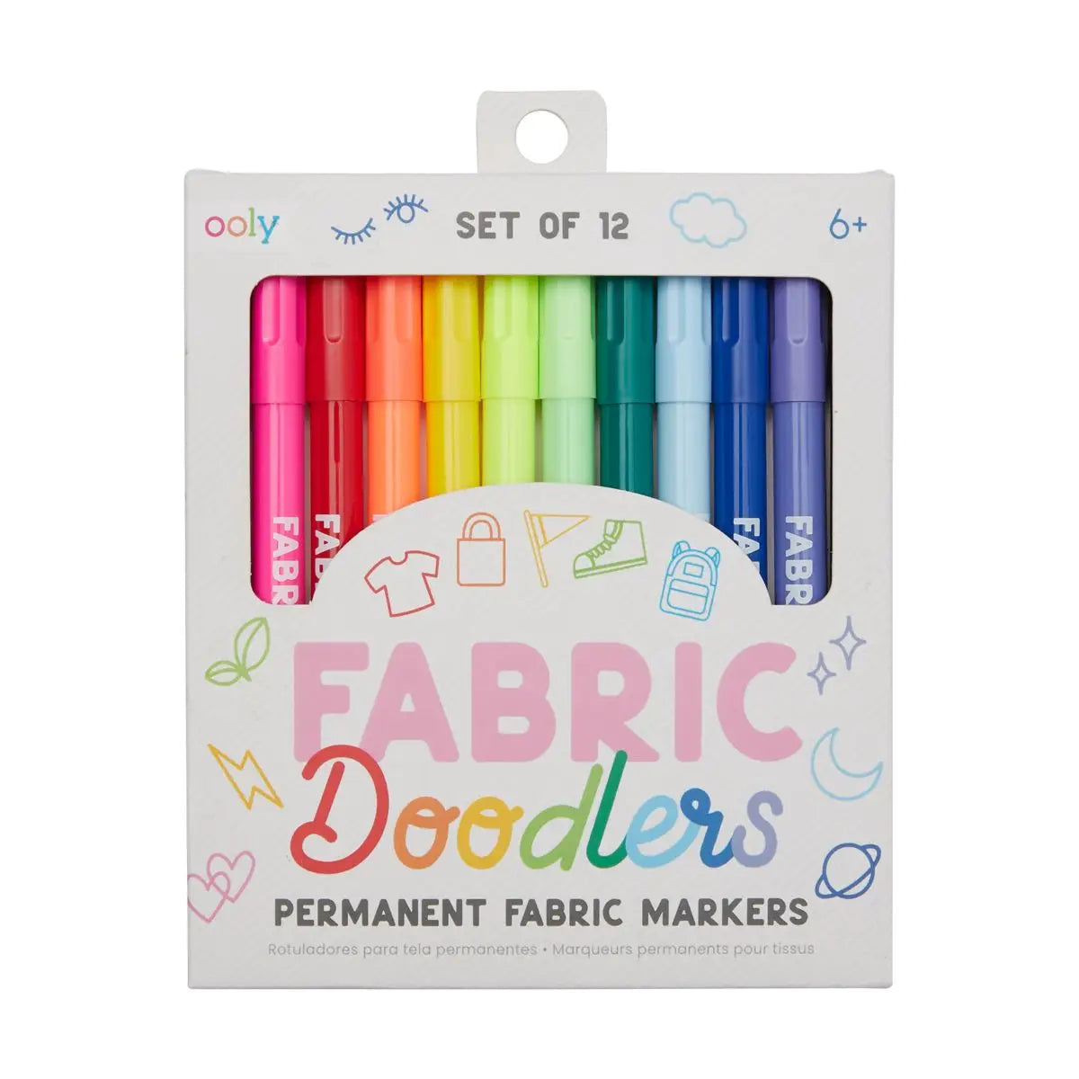 12-Piece Fabric Doodlers Markers Set - Washable & Non-Toxic Fabric Markers for DIY Crafts, Kids Art Projects, and Clothing Customization - Perfect for T-Shirt Design, Home Decor, and Creative Gifts