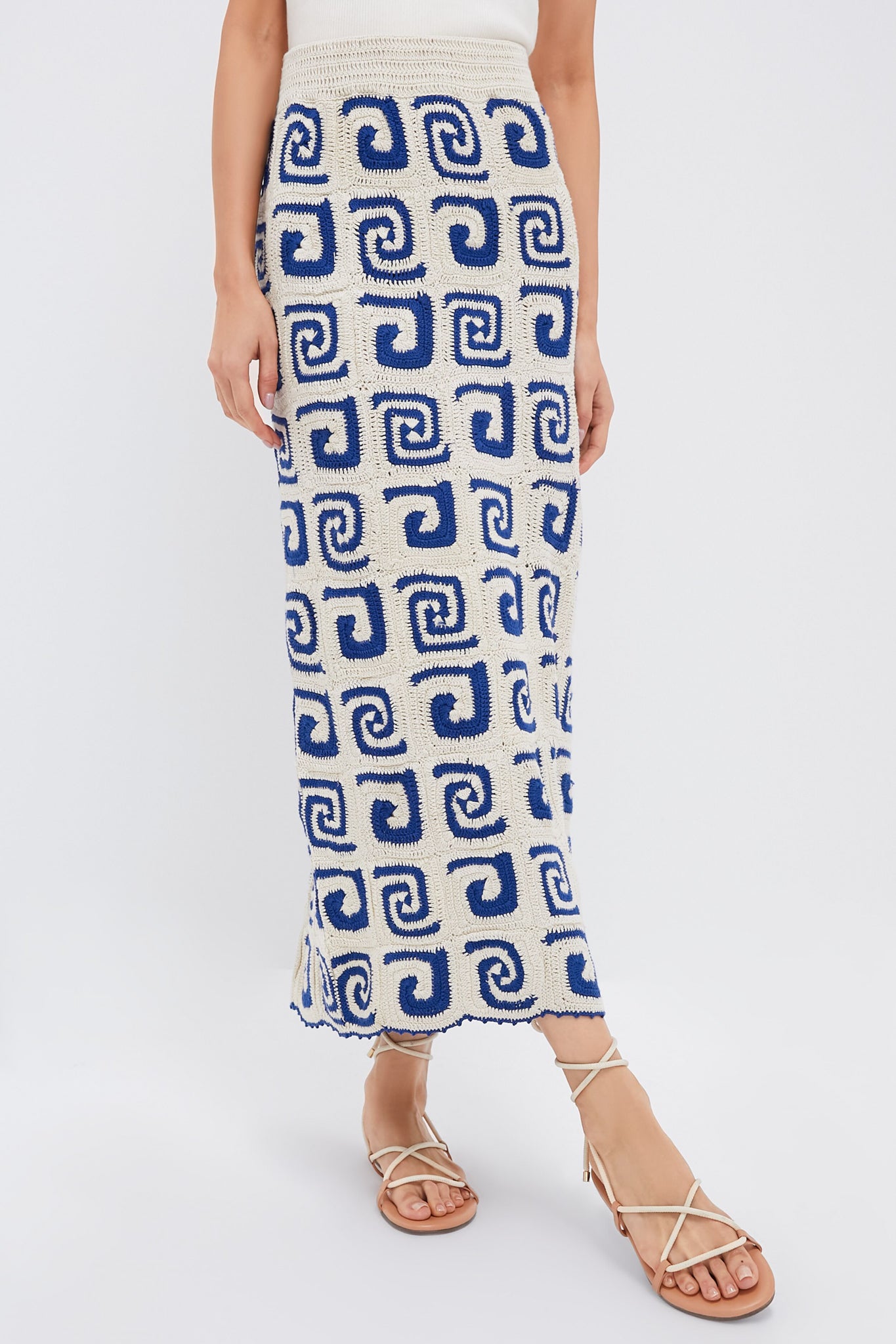 Blue Swirl Crochet Ana Skirt - Boho Summer Skirt for Women, Handmade Cotton Skirt, Beach Cover Up, Festival Outfit, Perfect for Vacations & Casual Wear