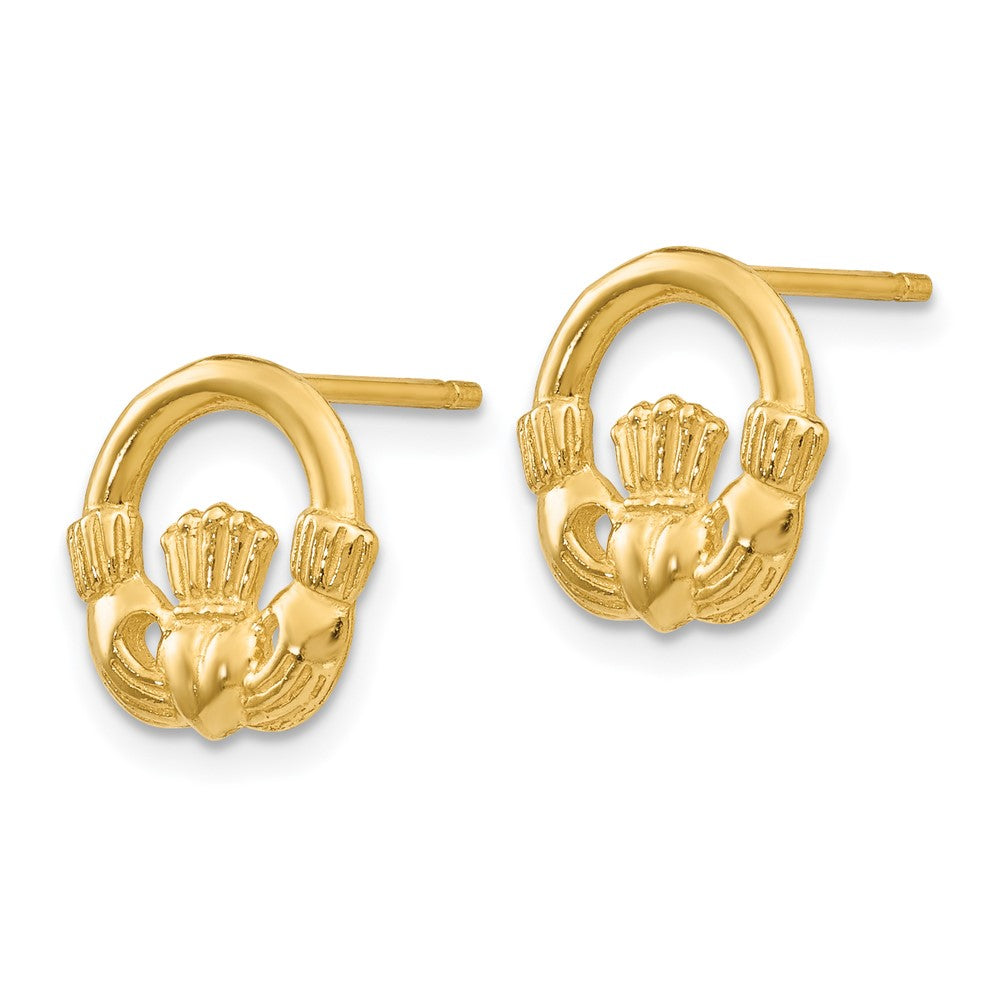 Gold Claddagh Post Earrings TC556 - Irish Friendship & Love Symbol Jewelry for Women - Perfect for Weddings, Anniversaries & St. Patrick's Day Gifts