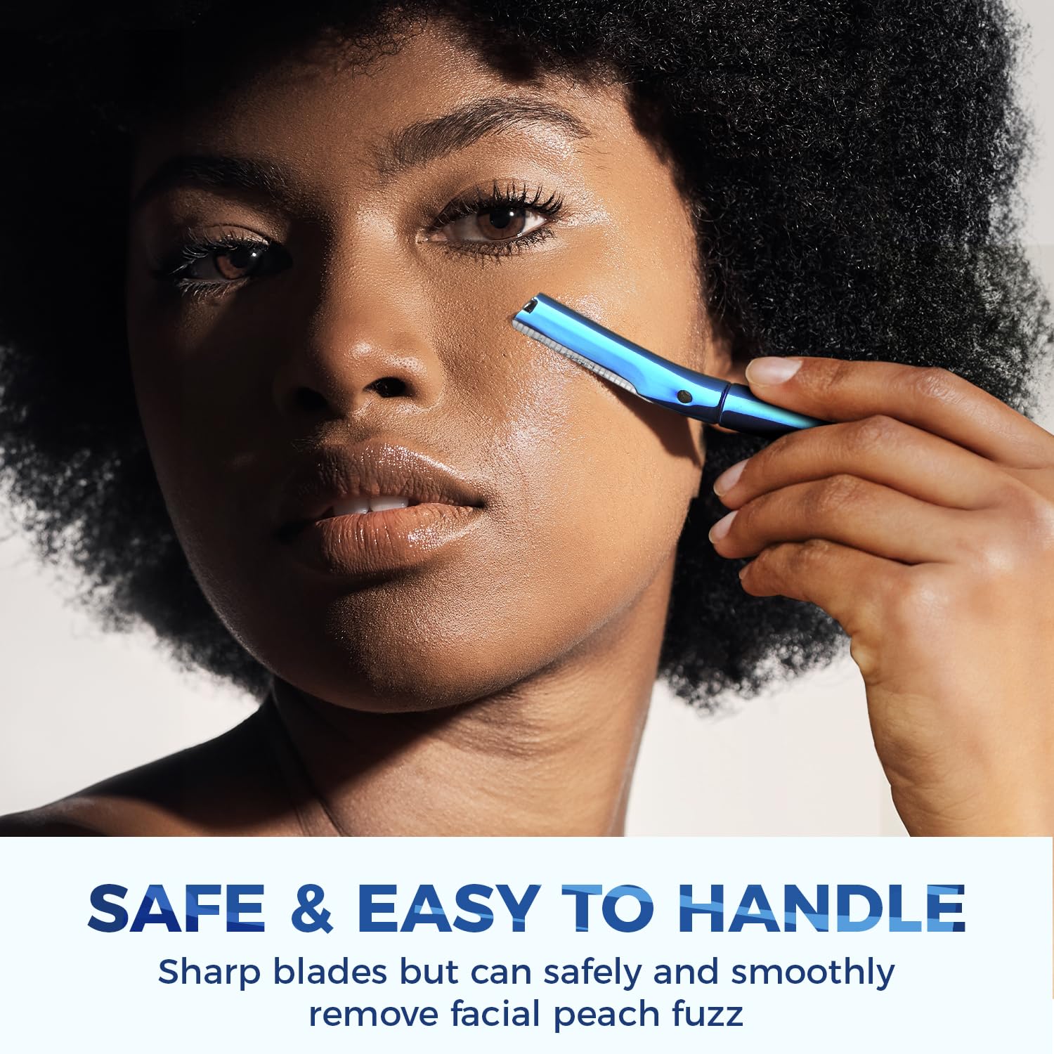 Premium Metallic Blue & Rose Gold Eyebrow Razor - Ultra Sharp Facial Hair Remover for Perfect Eyebrow Shaping & Smooth Skin | At-Home Salon, Travel-Friendly Beauty Essential