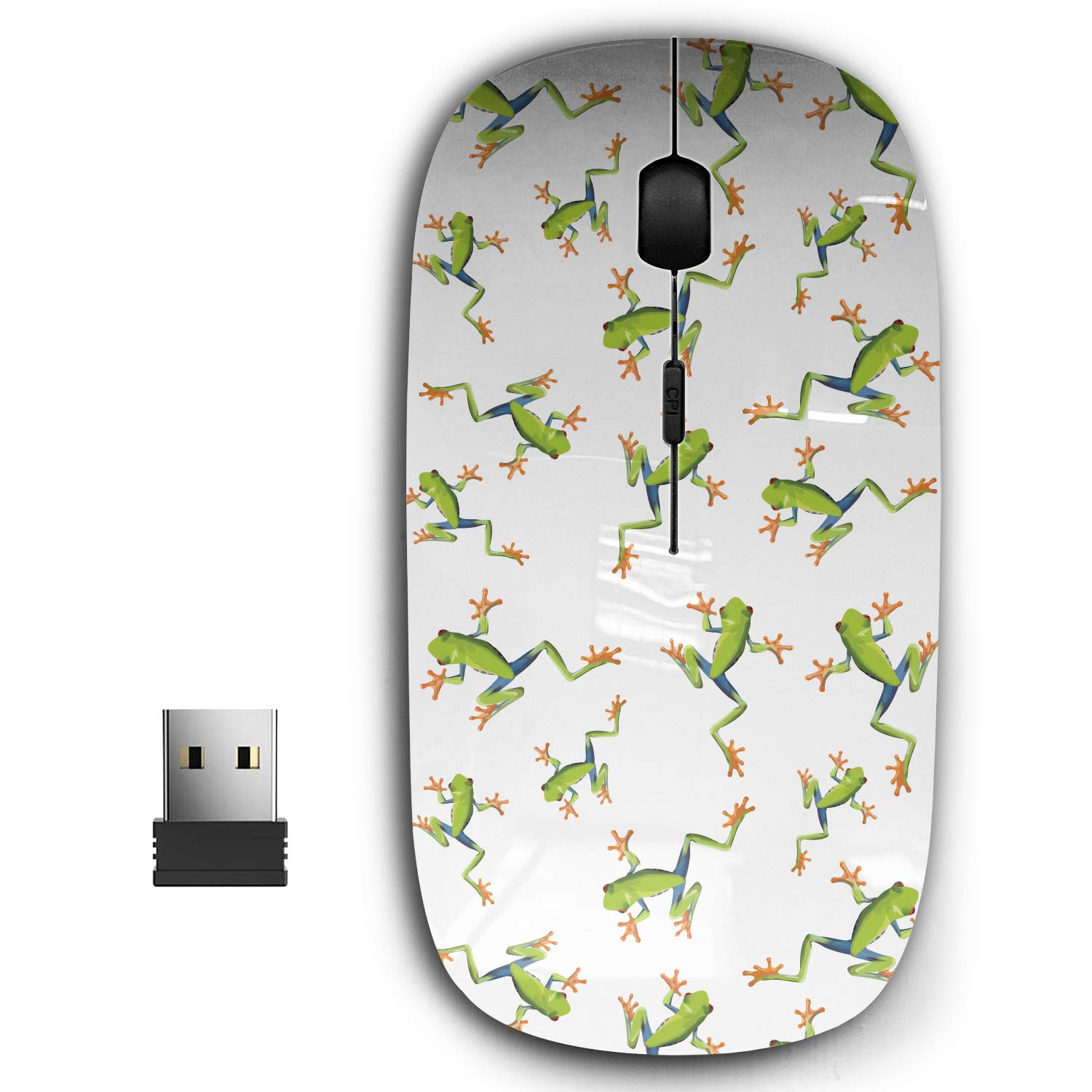 2.4G Wireless Ergonomic Mouse for PC & Laptop - Portable USB Optical Mouse with Nano Receiver, Comfort Grip Design (Tree Frog Pattern) - Perfect for Office, Home, Travel & Gaming Use