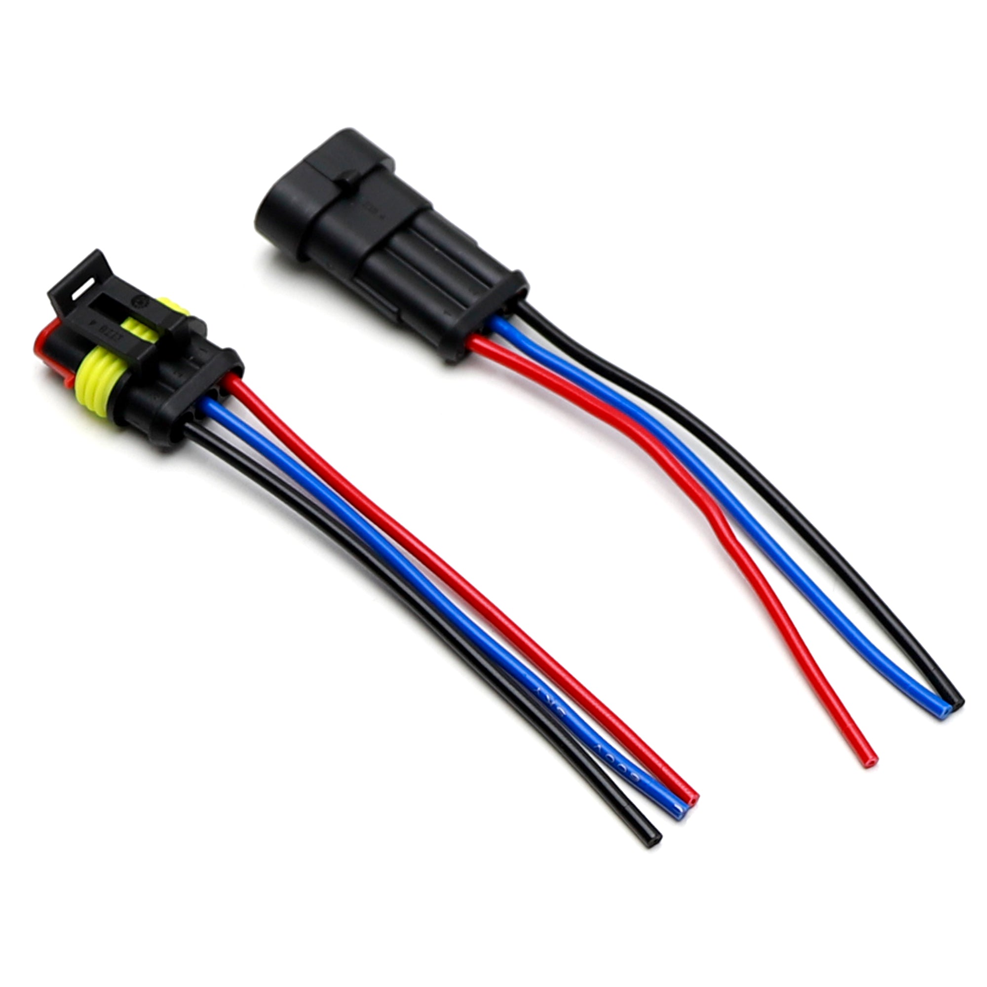5-Pack 3-Wire Waterproof Electrical Connectors - Male & Female with 18 AWG Pigtail Wires - for Marine, Automotive, Outdoor Lighting & RV Wiring