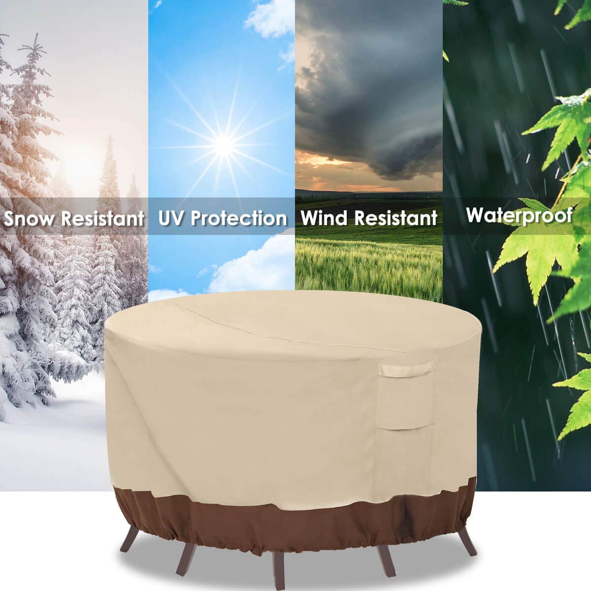 Vailge Round Patio Furniture Covers - 100% Waterproof Outdoor Table & Chair Set Covers - UV Resistant & Anti-Fading Protection - 110