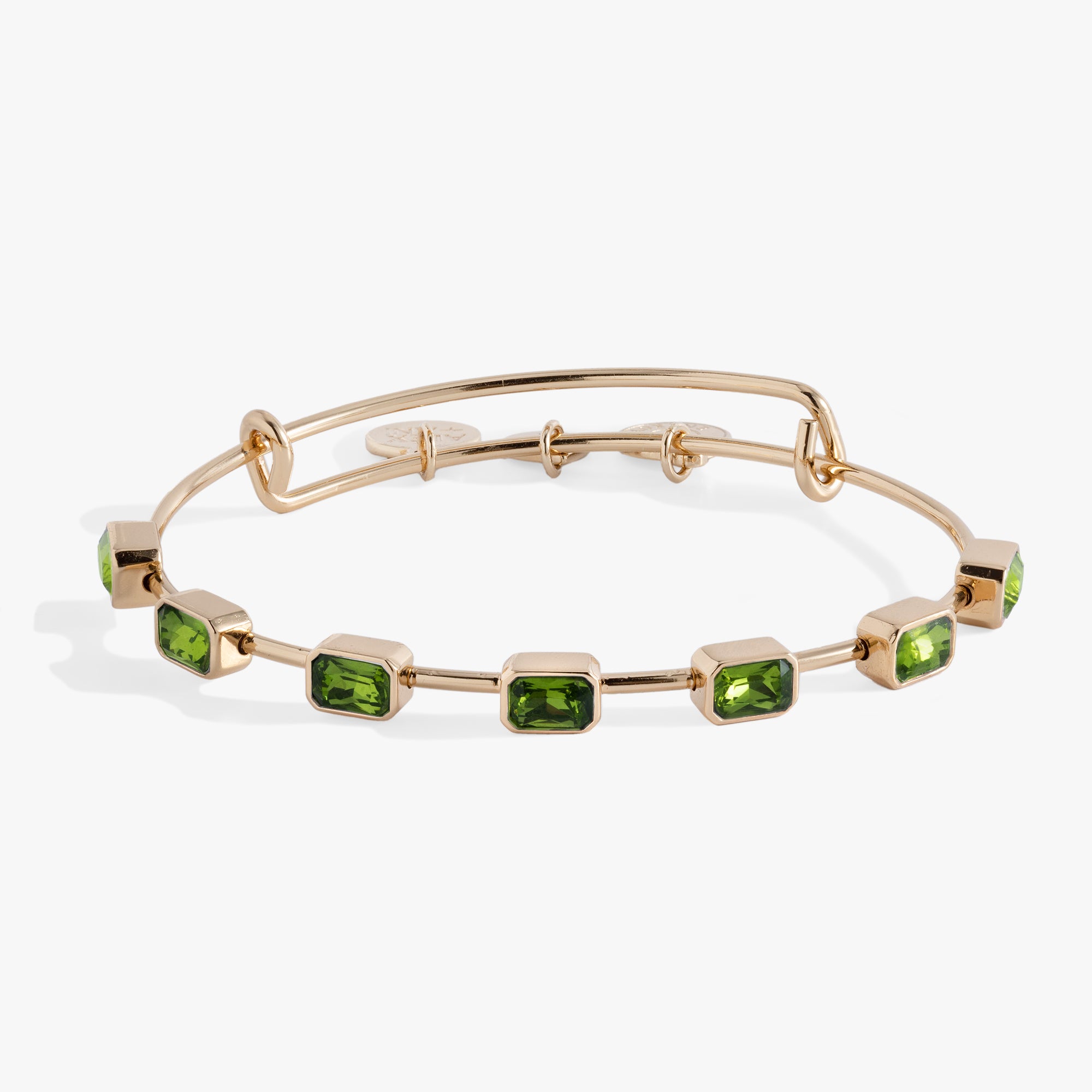August Birthstone Emerald Cut Bangle - Sterling Silver Peridot Bracelet for Women | Elegant Jewelry Gift for Birthday, Anniversary & Special Occasions