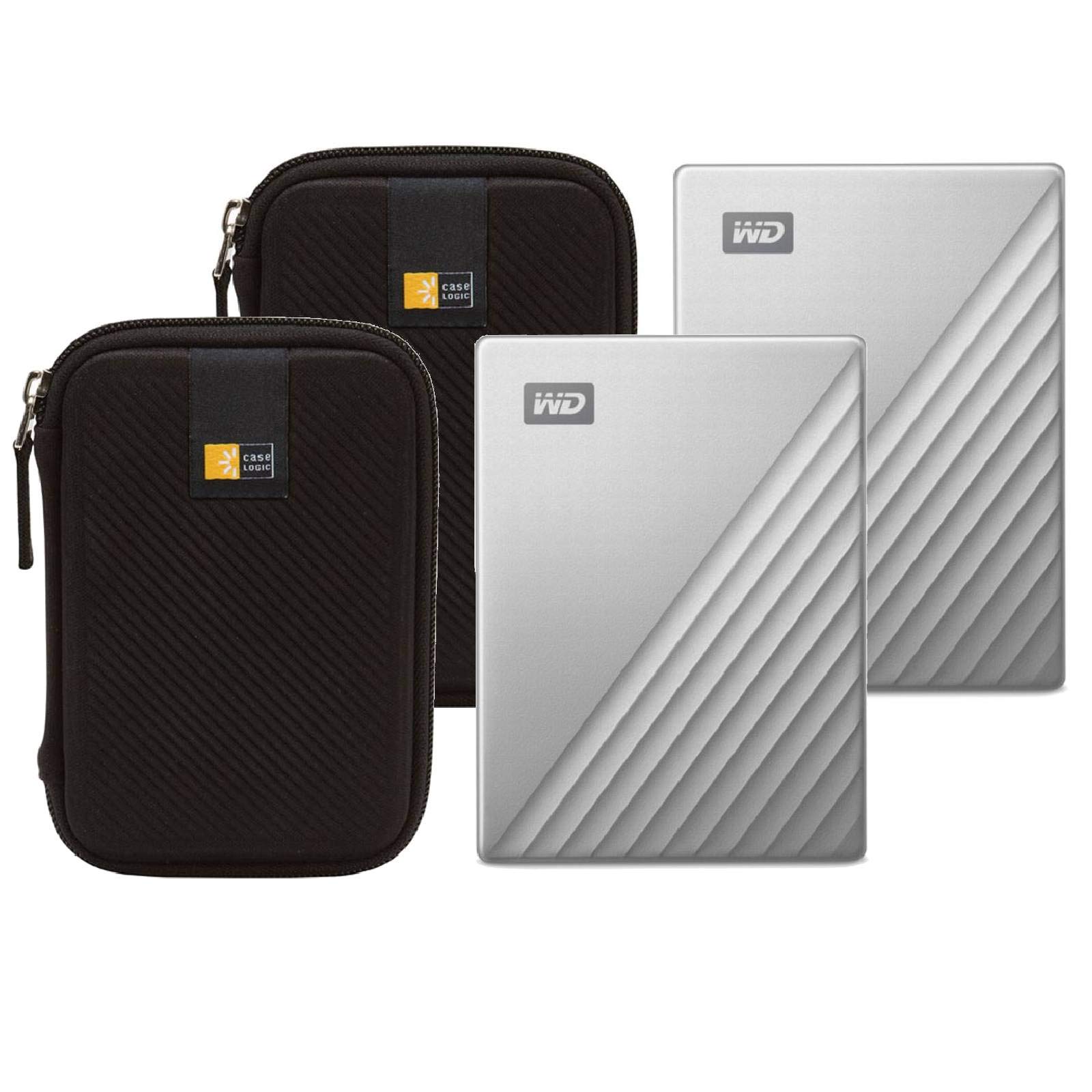 2TB WD My Passport Ultra Portable External Hard Drive - USB 3.0 & Type-C Compatible, Silver - Reliable Storage for Mac & PC - Includes 2 Protective Cases - Perfect for Backup, Travel & Media Storage