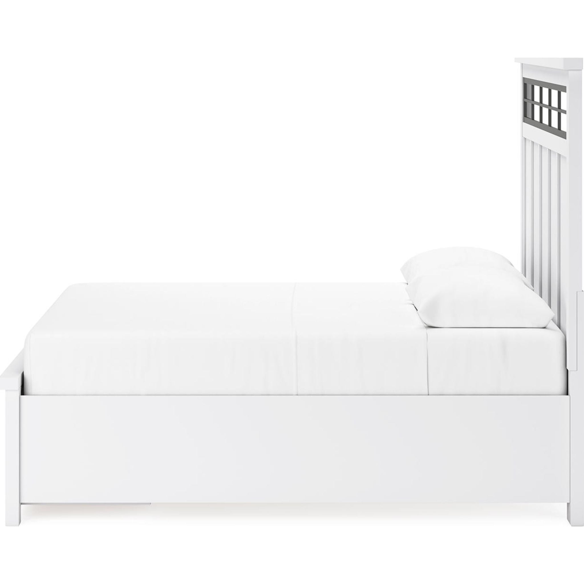 Ashbryn Queen Size Storage Bed Frame with Headboard - White & Natural Finish for Modern Bedroom, Guest Room, or Dorm