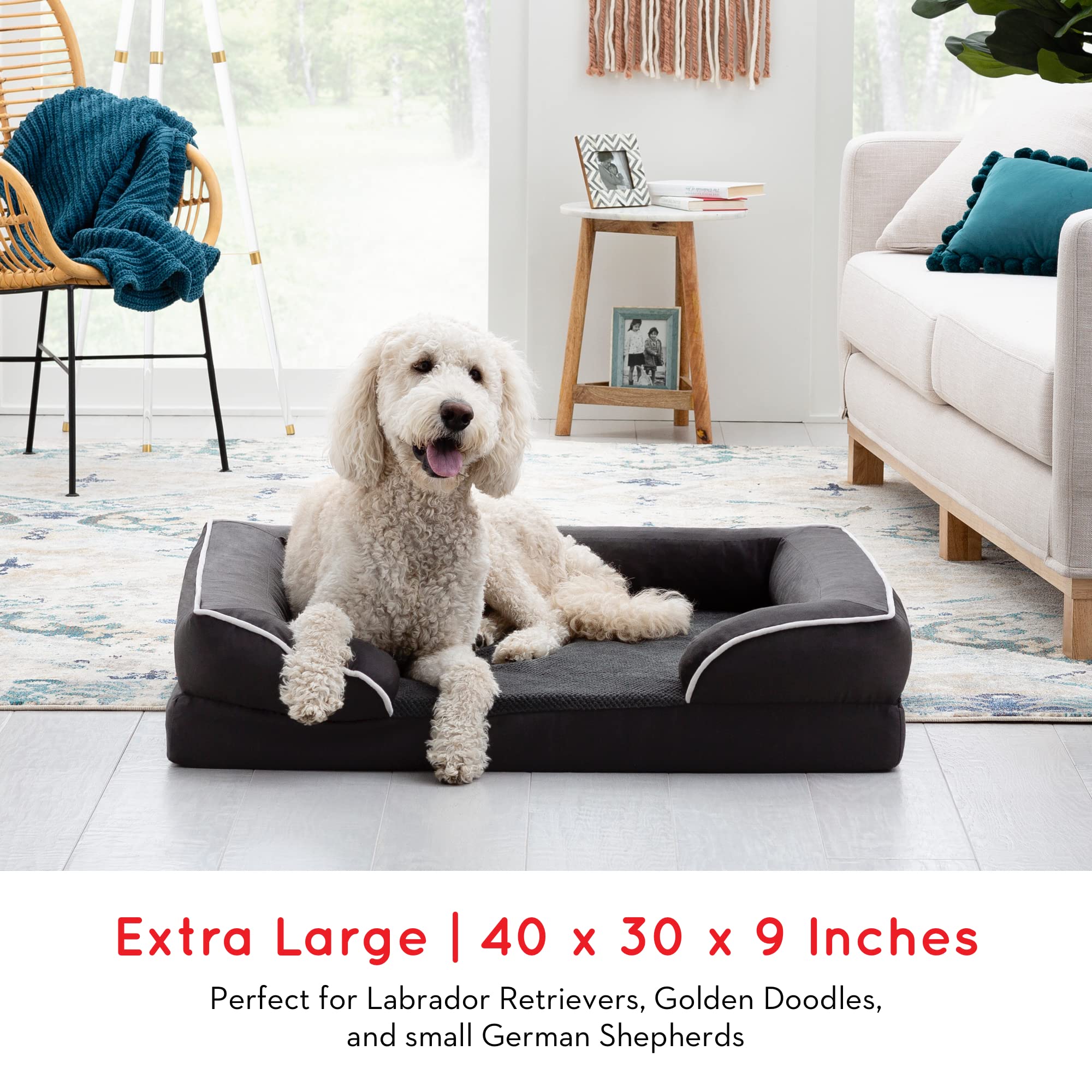 Brindle Orthopedic Dog Bed for Extra Large Dogs - Waterproof Memory Foam Pet Sofa with Removable Washable Cover, Non-Slip Bottom - Ideal for Elderly Dogs & Joint Pain Relief - Perfect for Living Room, Bedroom or Kennel